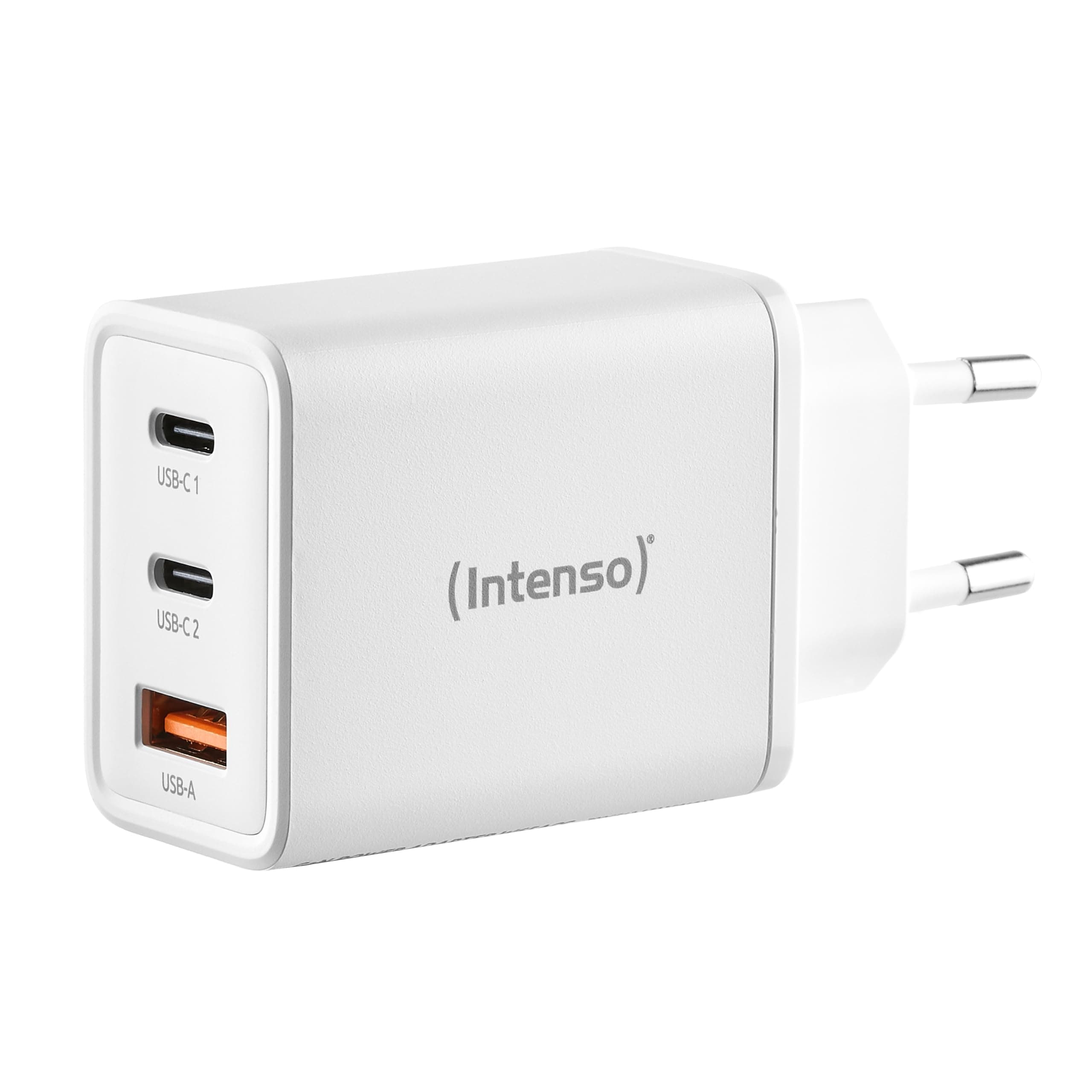 Intenso W65ACC GaN Netzteil, 65W USB-C Ladegerät, 3-Port USB Adapter mit zwei USB-C & USB-A, PD 3.0, PPS & QC 4.0