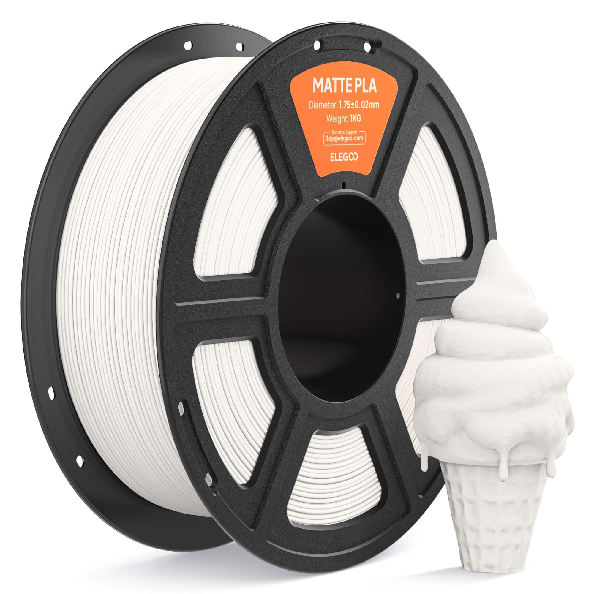 ELEGOO Matte PLA Filament 1.75mm Matt Weiß 1KG, 3D Drucker Filament Maßgenauigkeit +/- 0.02mm, 1kg Kartonspule (2.2lbs) für die Meisten 3D Printer