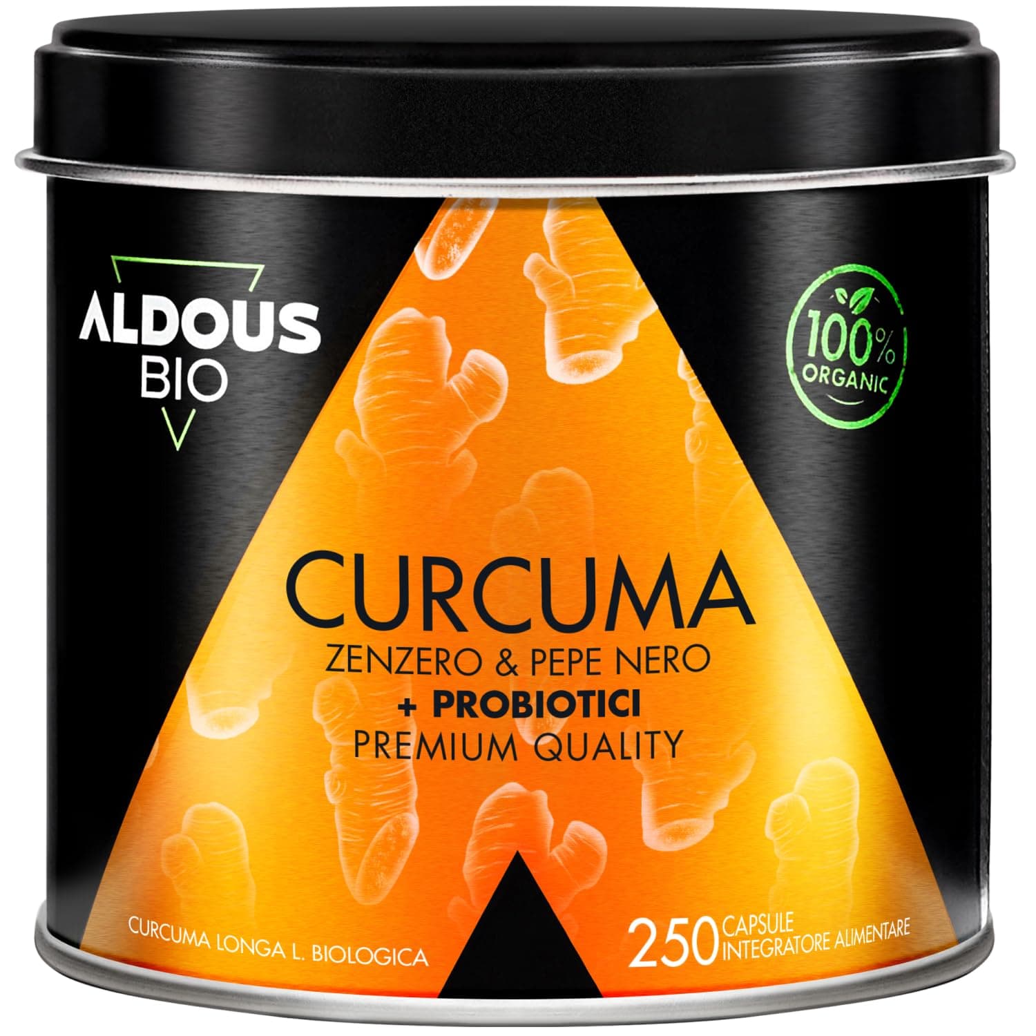 Curcuma e Piperina Plus + PROBIOTICI + Zenzero e Pepe Nero - 1460 mg - 250 Capsule per +4 Mesi - Curcuma Capsule Bio Alto Dosaggio - Antinfiammatorio Naturale - Certificazione Biologica - ALDOUS