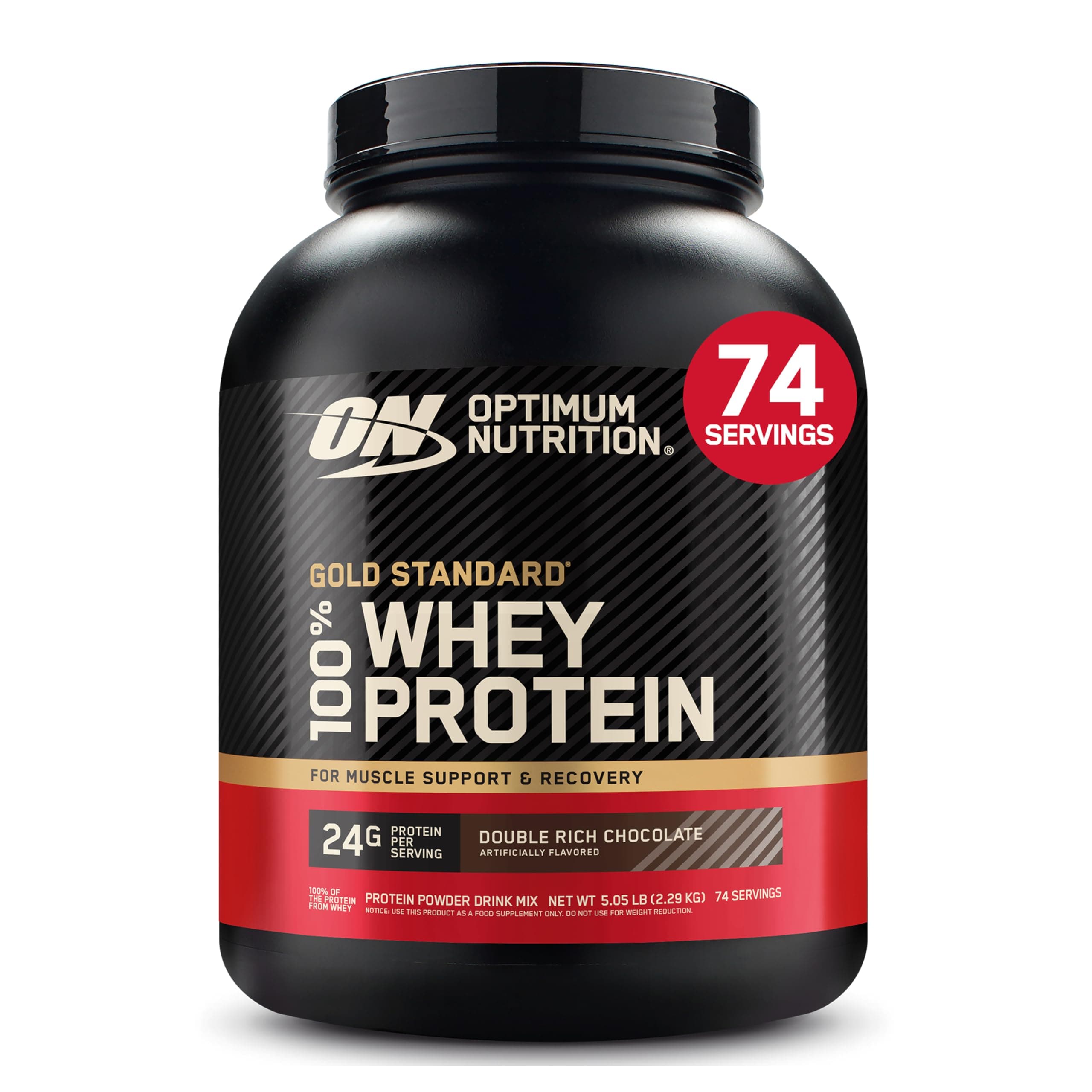 Optimum Nutrition Gold Standard 100% Whey, Proteinpulver, Geschmack Double Rich Chocolate, 2.26kg, 73 Portionen, Verpackung Kann Variieren