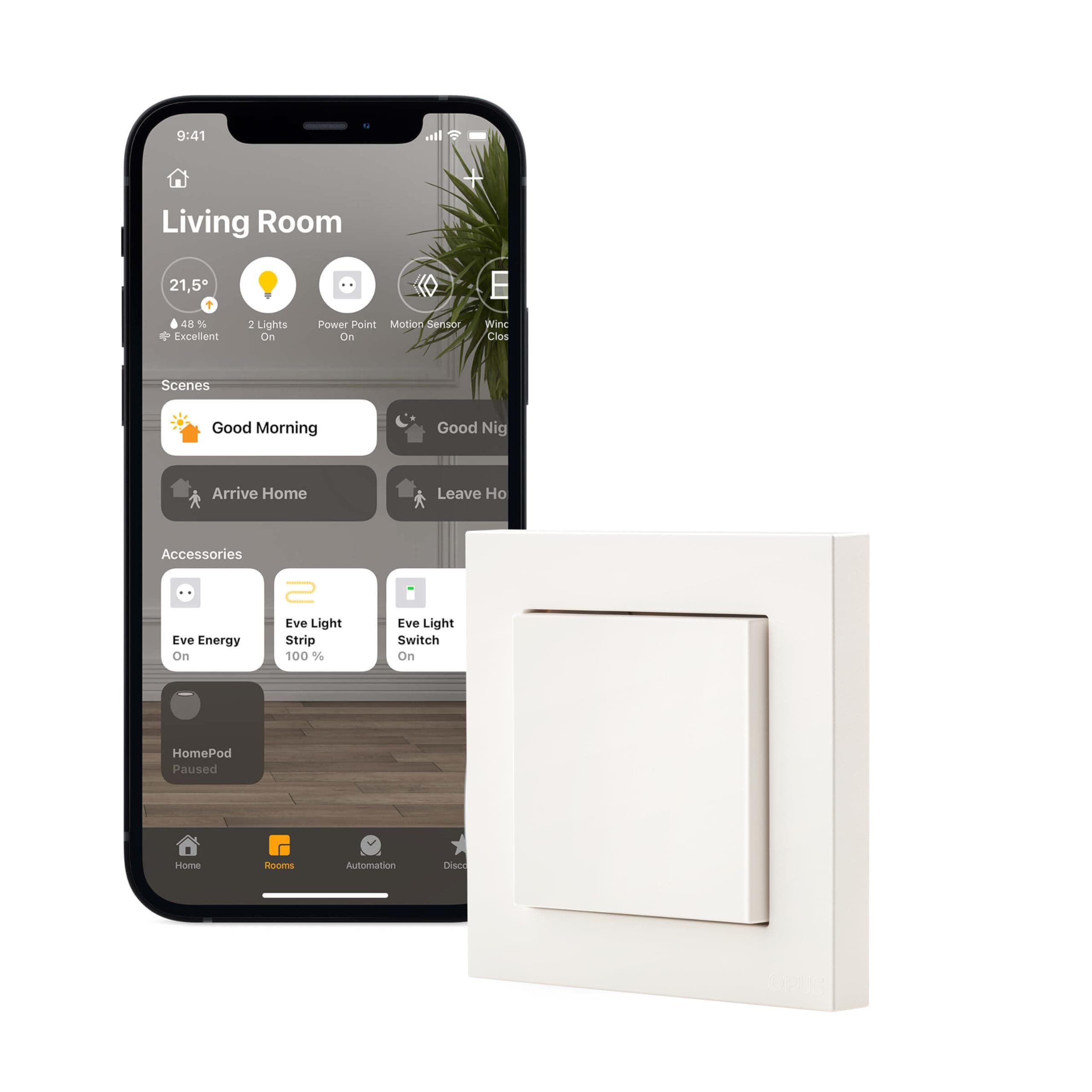 Eve Light Switch (Apple Home) - interrupteur mural connecté pour interrupteurs simples, va-et-vient et télérupteurs, compatible avec les montages à plusieurs interrupteurs, Bluetooth/Thread