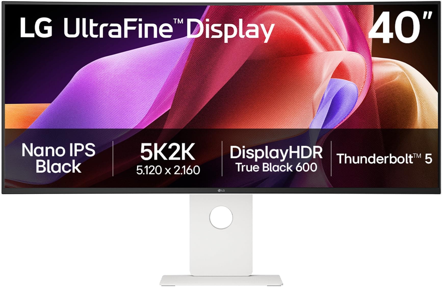 LG UltraWide 40U990A-W.AEU (40 Zoll) 21:9 Curved 5K2K Nano IPS Black Monitor, 120Hz, AMD FreeSync Premium, DisplayHDR 600, Thunderbolt 5, HDMI 2.1, Weiß