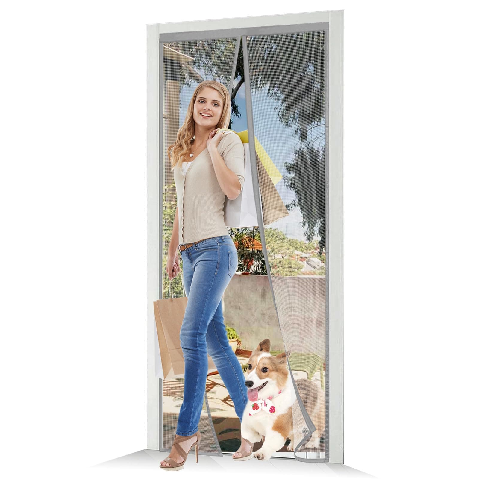 Zanzariera Porta Finestra 180x230, JOY2SEE Zanzariera Magnetica Grigio, Proteggere la Famiglia
