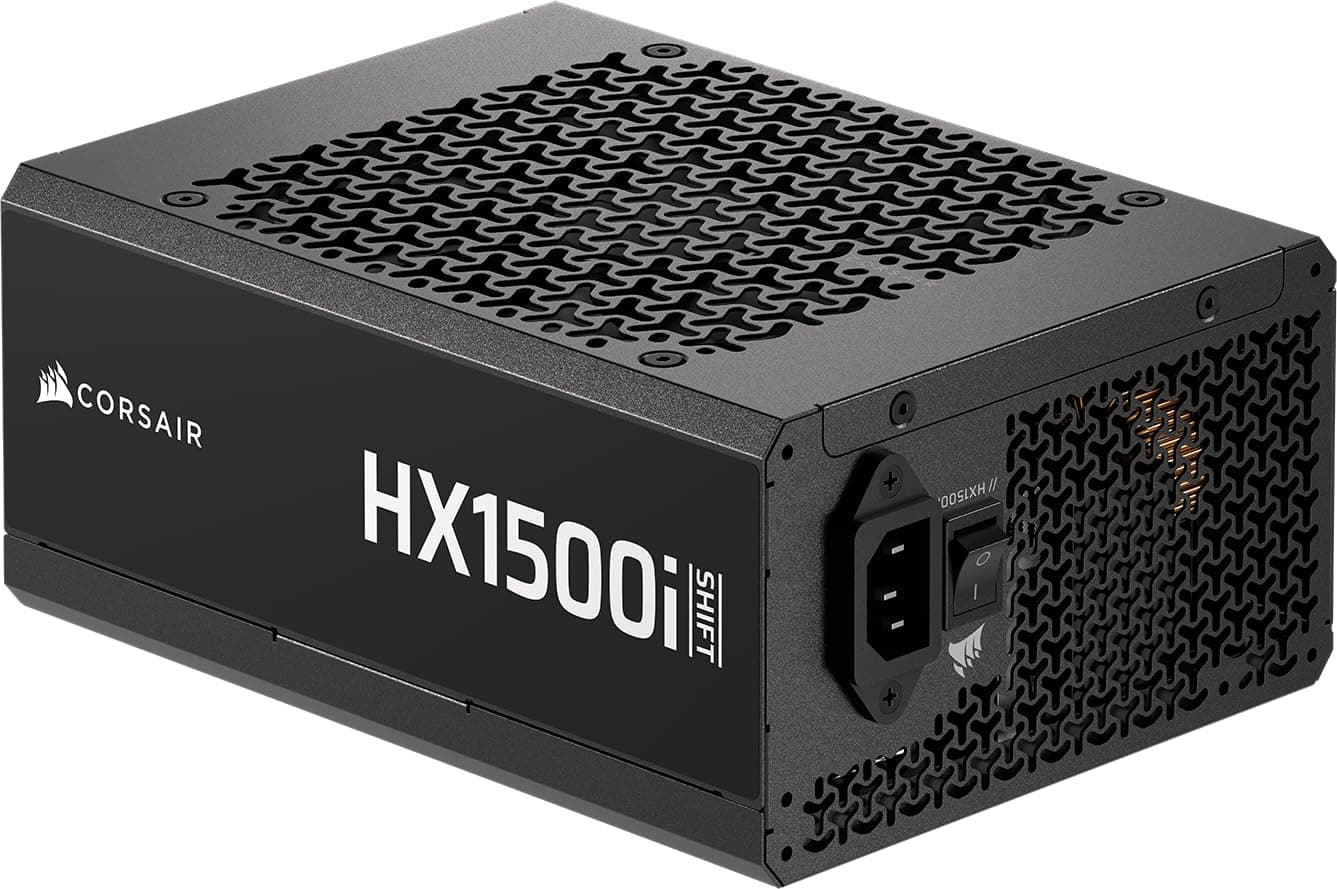 CORSAIR HX1500i Shift Vollständig Modulares ATX-Netzteil – Eingebauter iCUE LINK System Hub, Dual Native 12V-2x6 Kabel, ATX 3.1 & PCIe 5.1, Seitlich Montierte Stecker, Cybenetics Platinum – Schwarz