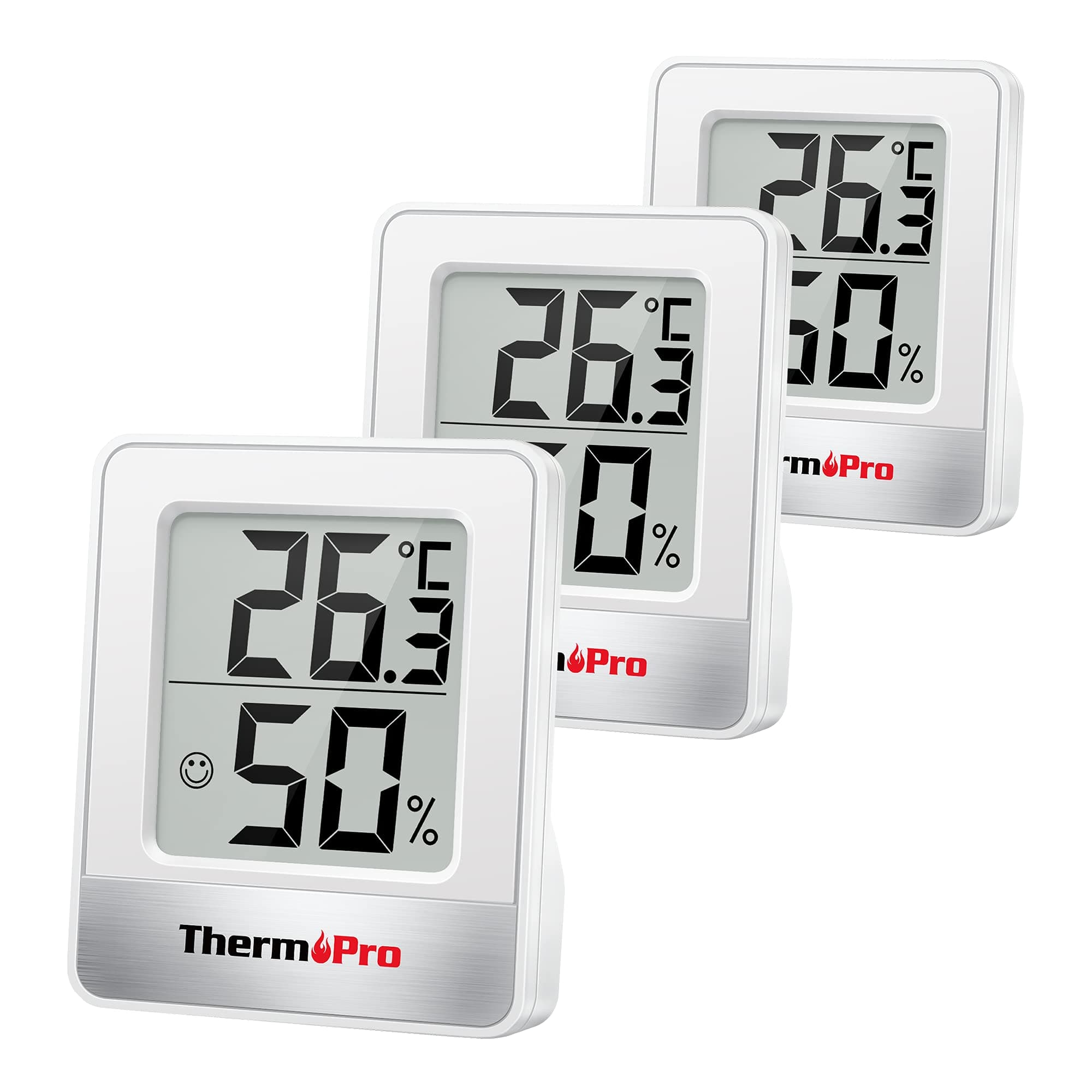 ThermoPro TP49-3 pequeño higrómetro digital termómetro interior termómetro ambiente monitor de temperatura y medidor de humedad para la comodidad de la oficina en casa termómetro reptil 3 piezas