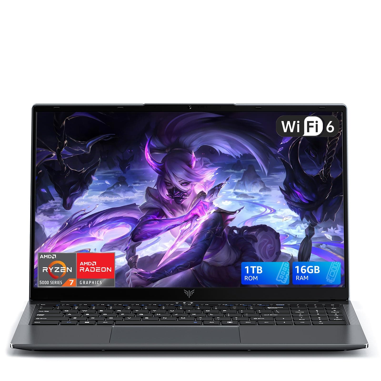 ACEMAGIC Ordenador Portátil Ryzen 7 5825U hasta 4.5 GHz, 15.6" Portatil Gaming 16GB RAM 1TB SSD, Expansión 4TB, 1080 FHD, WiFi 6, BT 5.2, Tipo-C, USB 3.2, HDMI, Laptop Teclado QWERTY Español, Gris