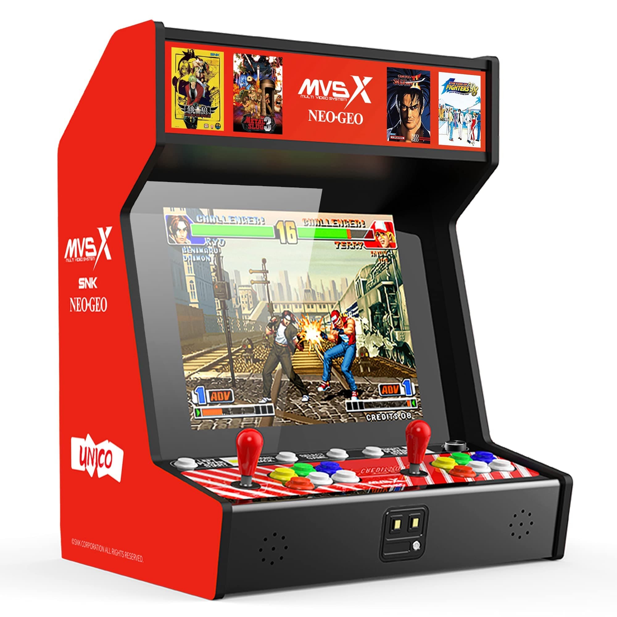 Unico MVSX Borne Arcade Bartop, 50 Jeux Rétro Licenciés Neo Geo Officiels Préinstallés, Jouable à Deux Joueurs en Même Temps, y Compris The King of Fighters, Metal Slug et Samurai