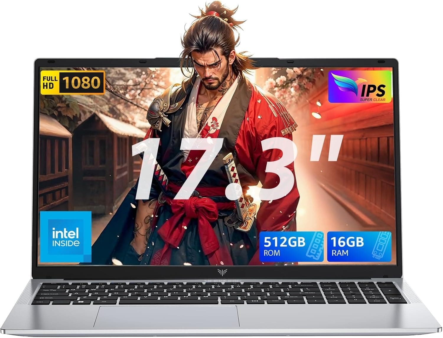 Tivique 17,3" FHD PC Portatile Processor N95, Fino a 3,4 GHz, 16GB DDR4 512GB SSD Espansione 2TB, Computer Portatile Batteria 6000 MAh, BT5.0, WiFi, 180° Pieghevole, USB3.2, Type C, Notebook Argento