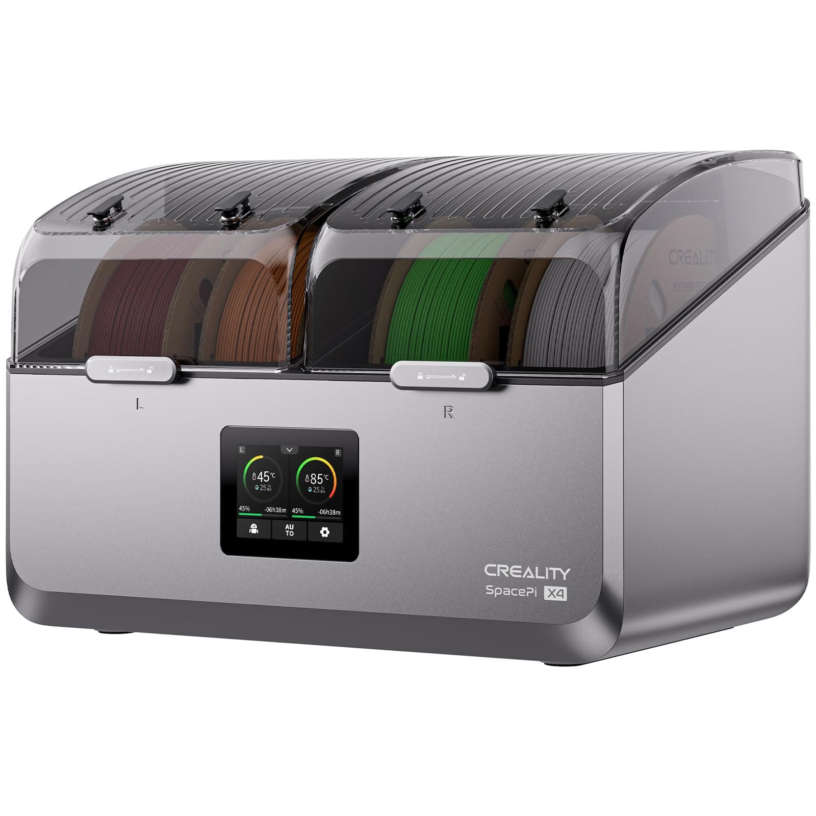 Creality Space Pi X4 Boîte de Séchage de Filament, Boîte de Rangement pour 4 Bobines d'imprimante 3D, Double Chambre de Chauffe, PTC 200 W Jusqu'à 85 °C, Séchage Rapide, pour PLA, PETG, TPU, ABS