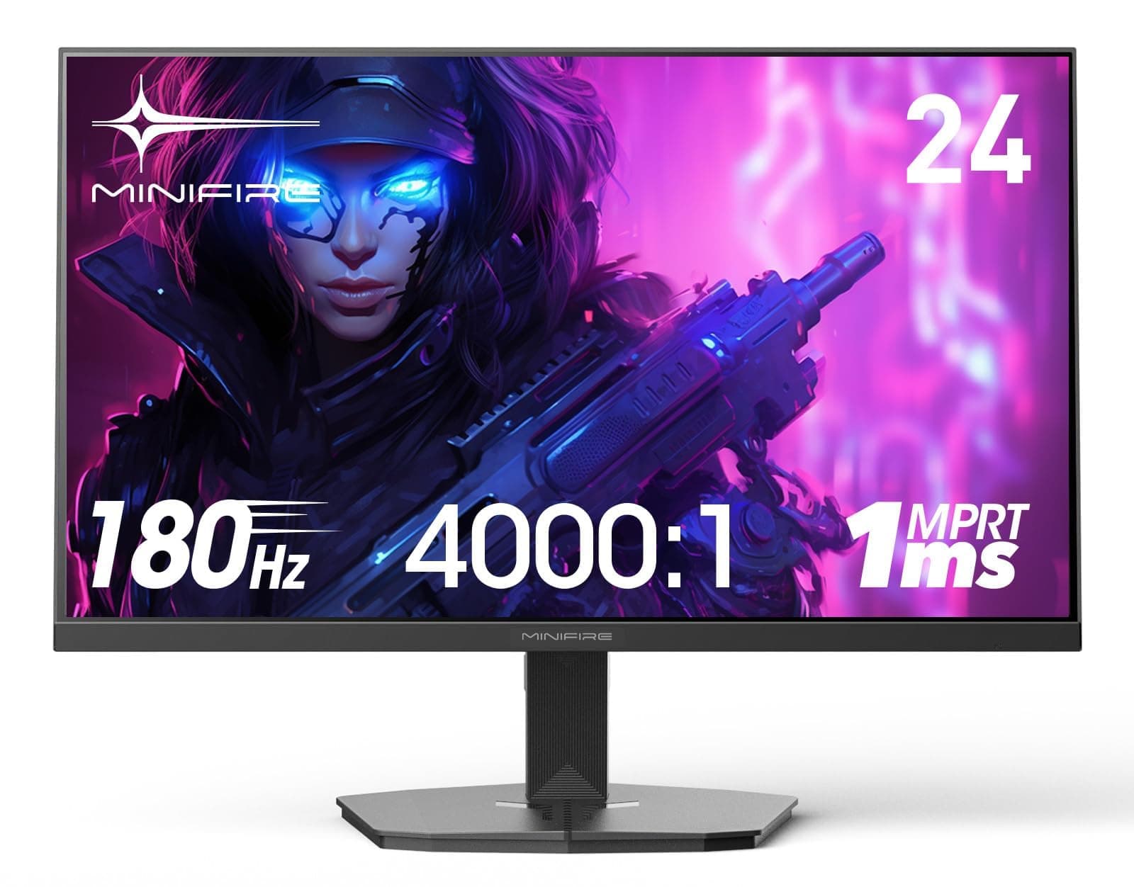 Minifire Écran PC Gamer 24 Pouces,180Hz,FHD(1920x1080),sRGB 110%,VA Panneau | Adaptive Sync, MPRT 1ms, Filtre Lumière Bleue, HDMI 1.4, DP1.2, Compatible VESA 75x75 mm-MFG24F4
