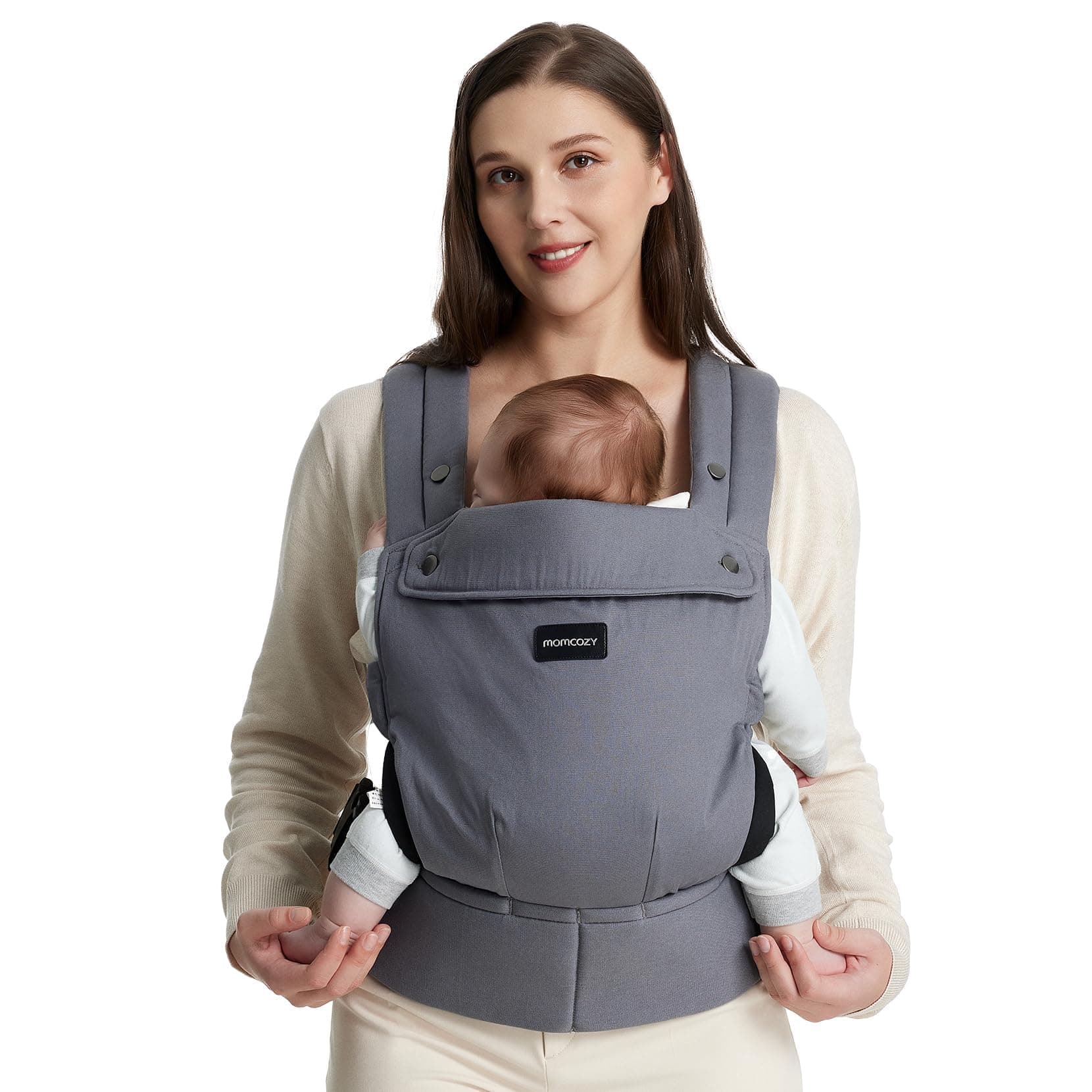 Momcozy Mochila Portabebés Ergonómica, Cómoda y Ligera | para Bebés 3–24 Meses, Fácil de Poner, Soporte Lumbar Mejorado, Manos Libres