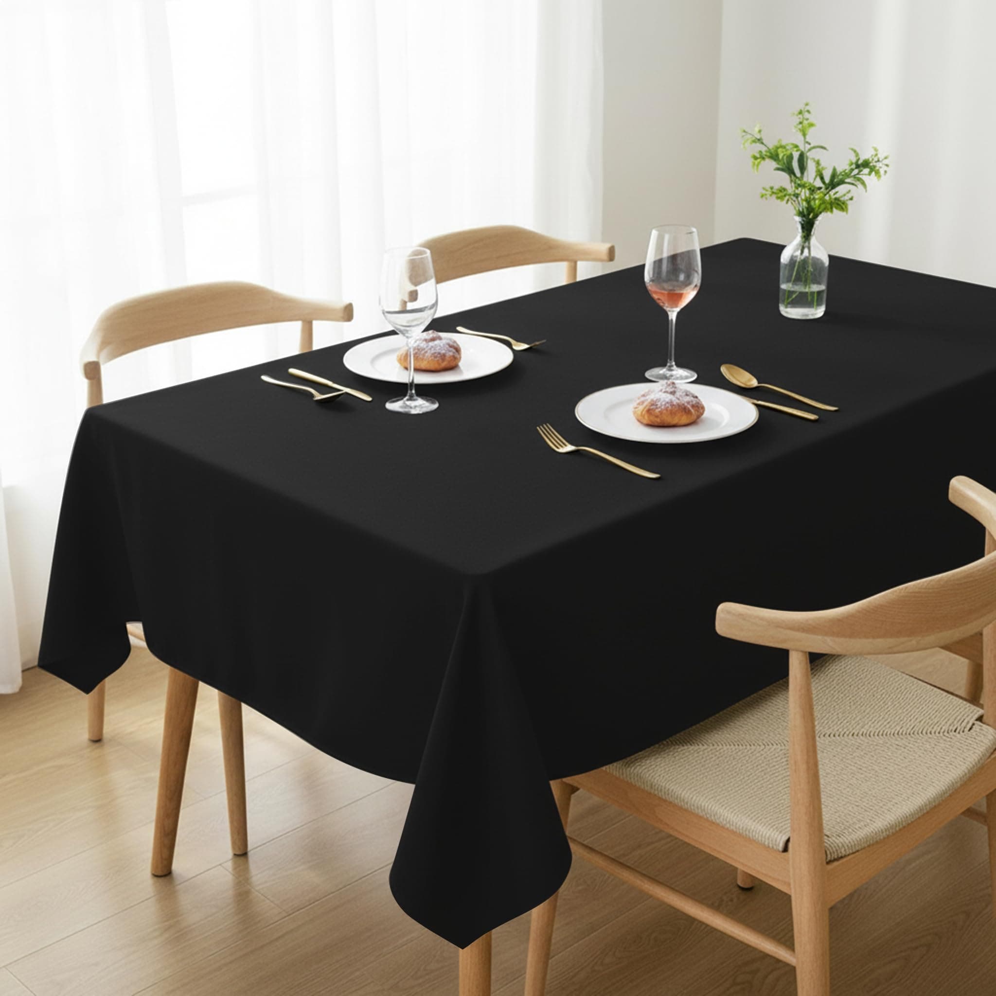 Utopia Kitchen Nappe Rectangulaire - 150 x 300 cm (Lot de 2, Noir) Lavable en Machine Housse de Table, Idéal pour Les Fêtes, Les événements, Les Mariages et Les Restaurants (59 x 118 Pouces)