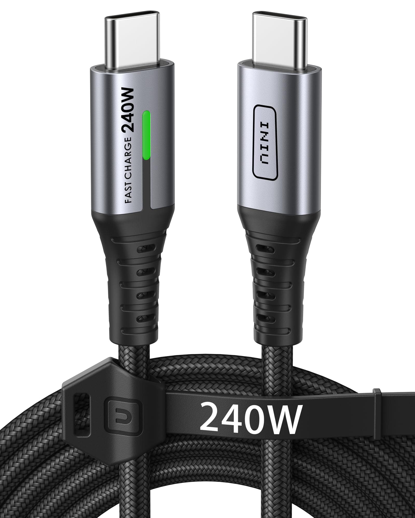 INIU USB C auf USB C Kabel, 240 W 2 m Schnellladekabel, geflochtenes USB C auf USB C Handy-Ladekabel für Samsung S24, S23, Laptops, Tabletten, Switch, Steam Deck usw