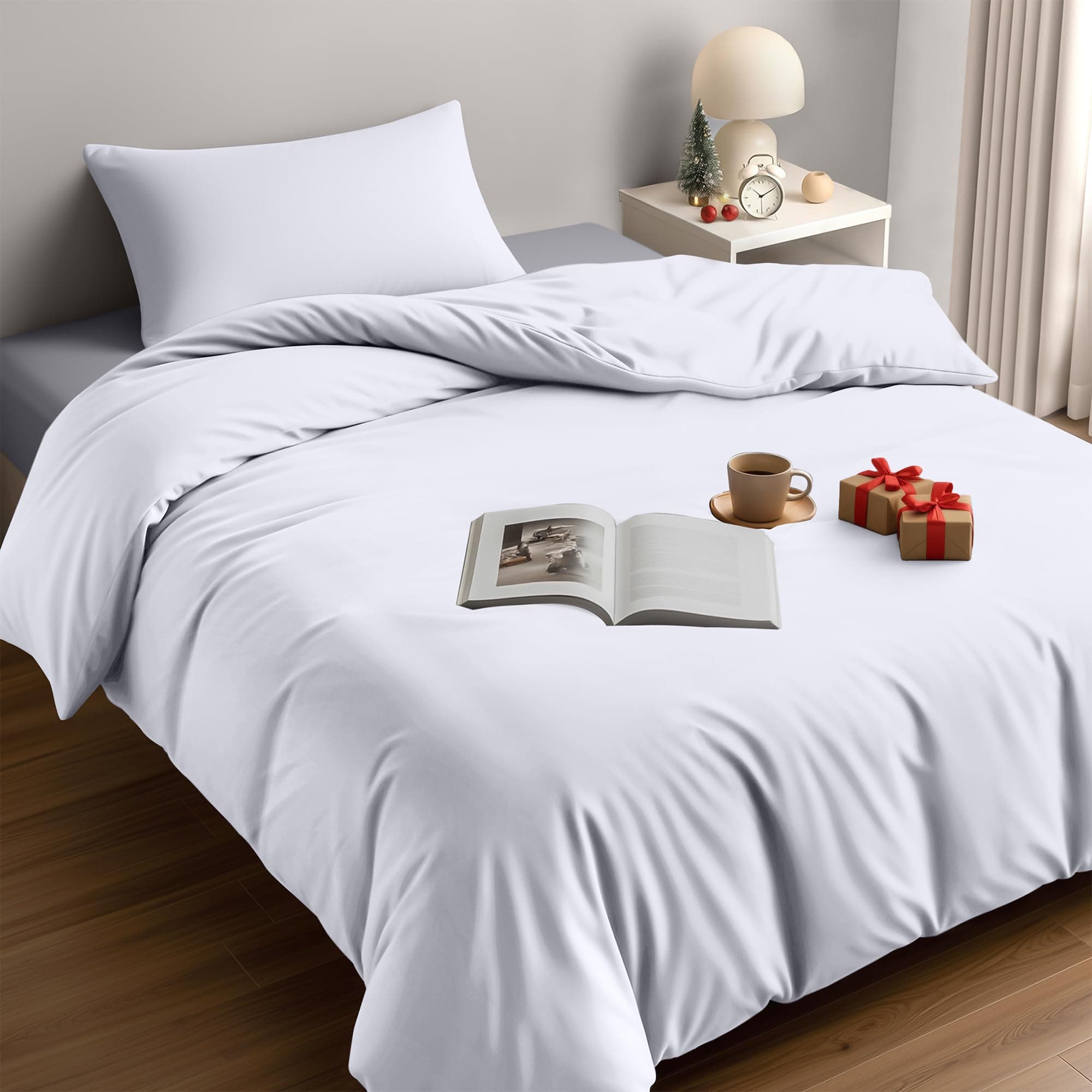 Utopia Bedding Funda Nordica Cama 90 - Microfibra Juego de Funda de Edredon 135x200 cm y 1 Funda de Almohada 50x75 cm (Blanco)