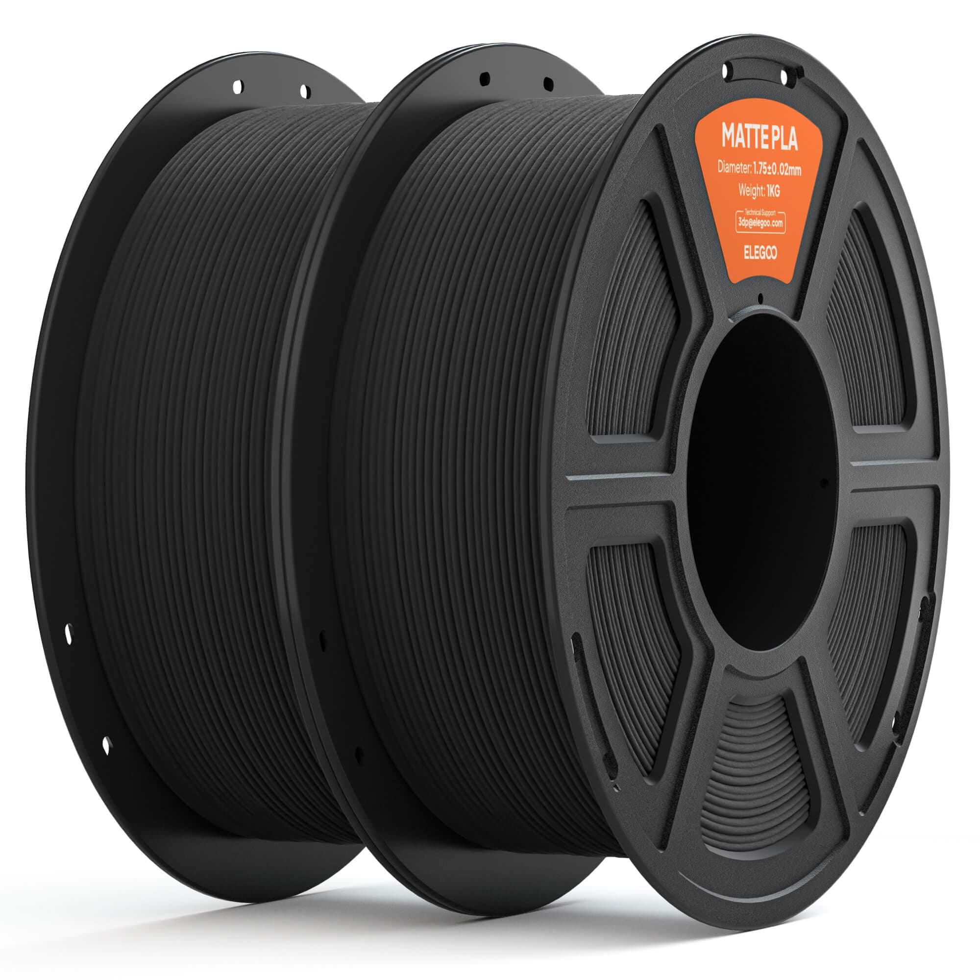 ELEGOO Matte PLA Filament 1.75mm Matt Schwarz 2KG, 3D Drucker Filament Hohe Maßgenauigkeit, 1kg Kartonspule (2.2lbs) für die Meisten 3D Printer