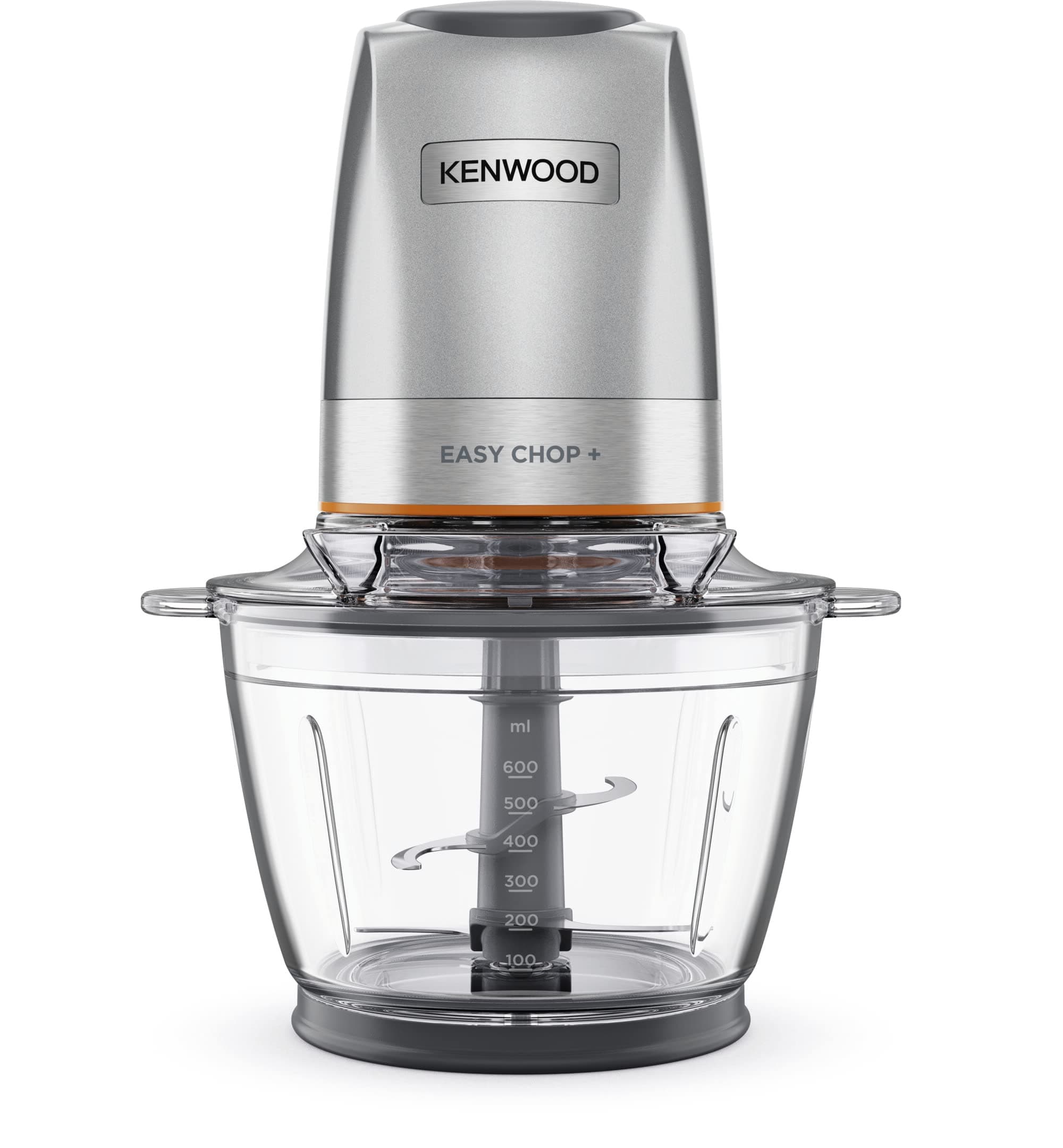 Kenwood EasyChop+ CHP62.400SI, Tritatutto con Sistema di Lame Quad Blade in Acciaio Inox, Sistema di Controllo, Tritaghiaccio, Ciotola in Vetro da 600ml, Lavabile in Lavastoviglie, 500W, Silver