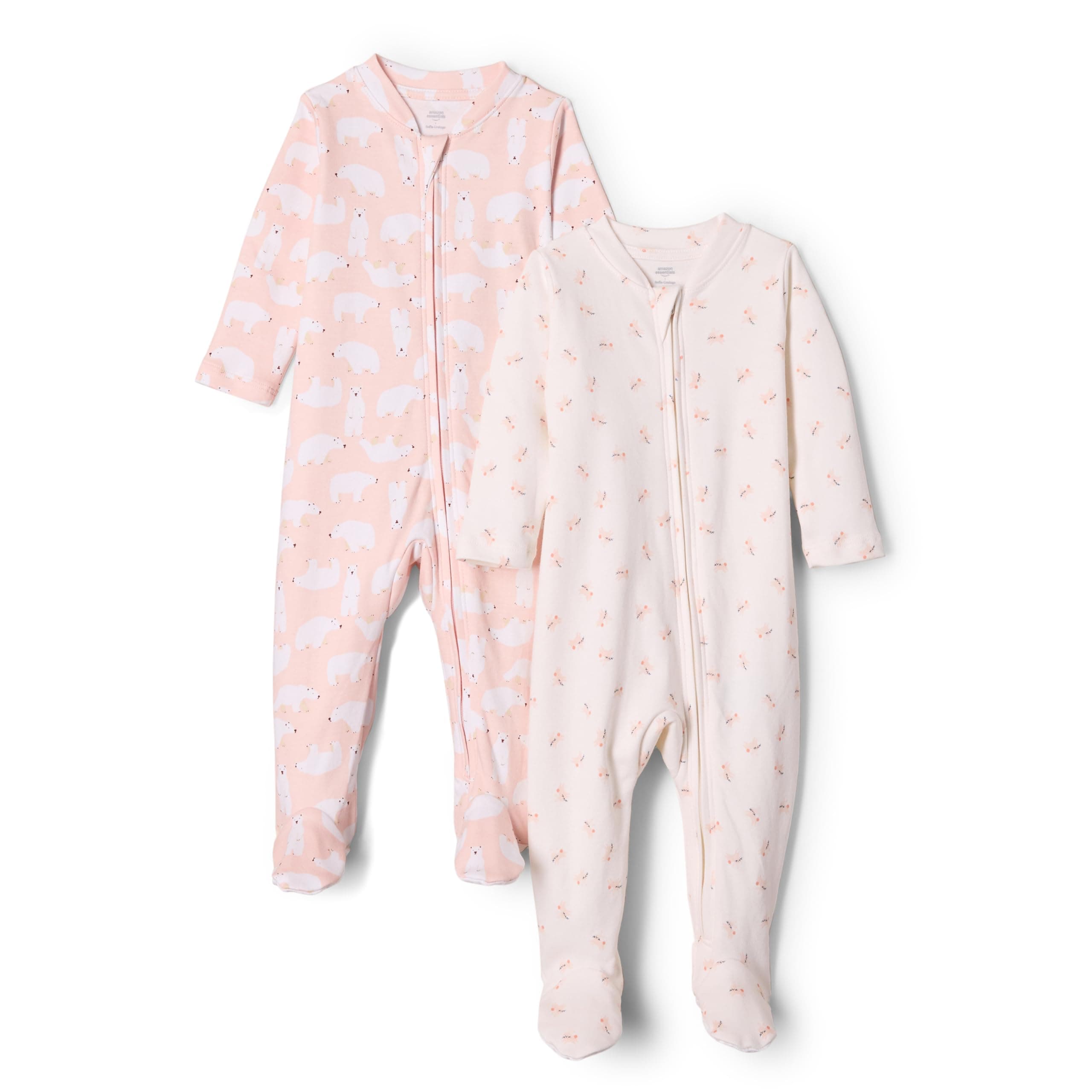 Amazon Essentials x Sofia Grainge Unisex Baby Schlafanzug aus Baumwolle und Füßen, 2er-Pack
