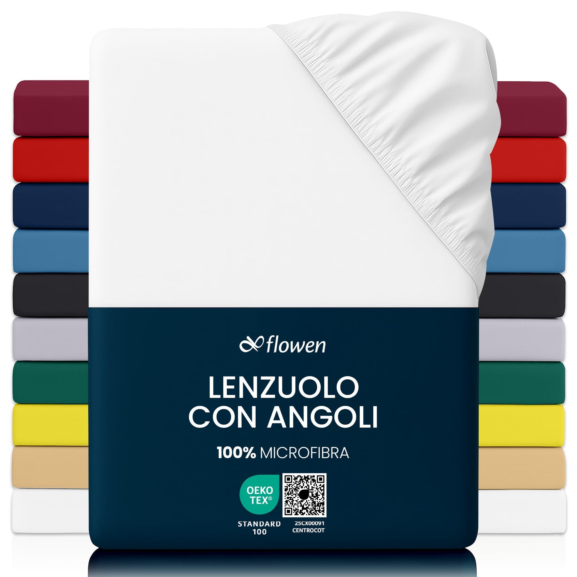 Lenzuola Matrimoniali con Angoli 180x200 cm Bianco in Microfibra per Letto King Size con Materasso fino a 30cm Tessuto Anti-Acaro e Ipoallergenico di Alta Qualità Lavabile in Lavatrice