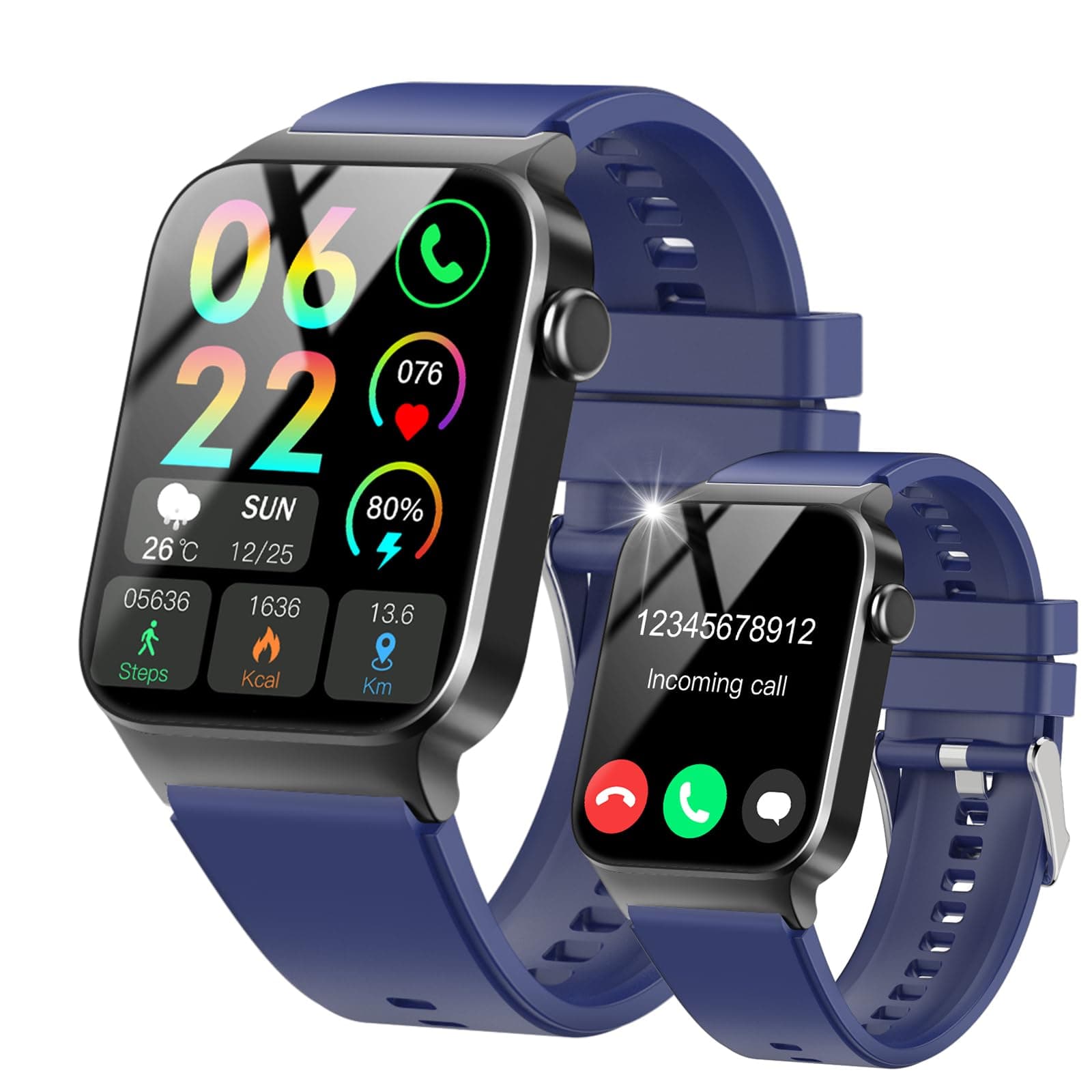 STECEi Montre Connectée Homme Femmes avec Appel Bluetooth, 1.85" Smartwatch avec 110+ Sportifs,Etanche IP68 Smart Watch, Podometre/Cardiofrequencemetre/Sommeil, Montre Sport, Bleu Marine