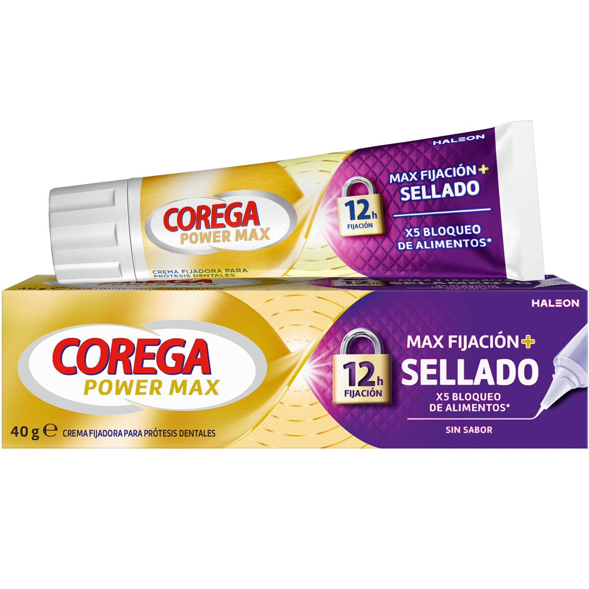 Corega Max Fijación + Sellado, Crema Prótesis Dentales, 70 g | Crema fijadora para prótesis dentales, hasta 12 horas de fijación, ayuda a sellar frente a restos de comida, sin colorantes