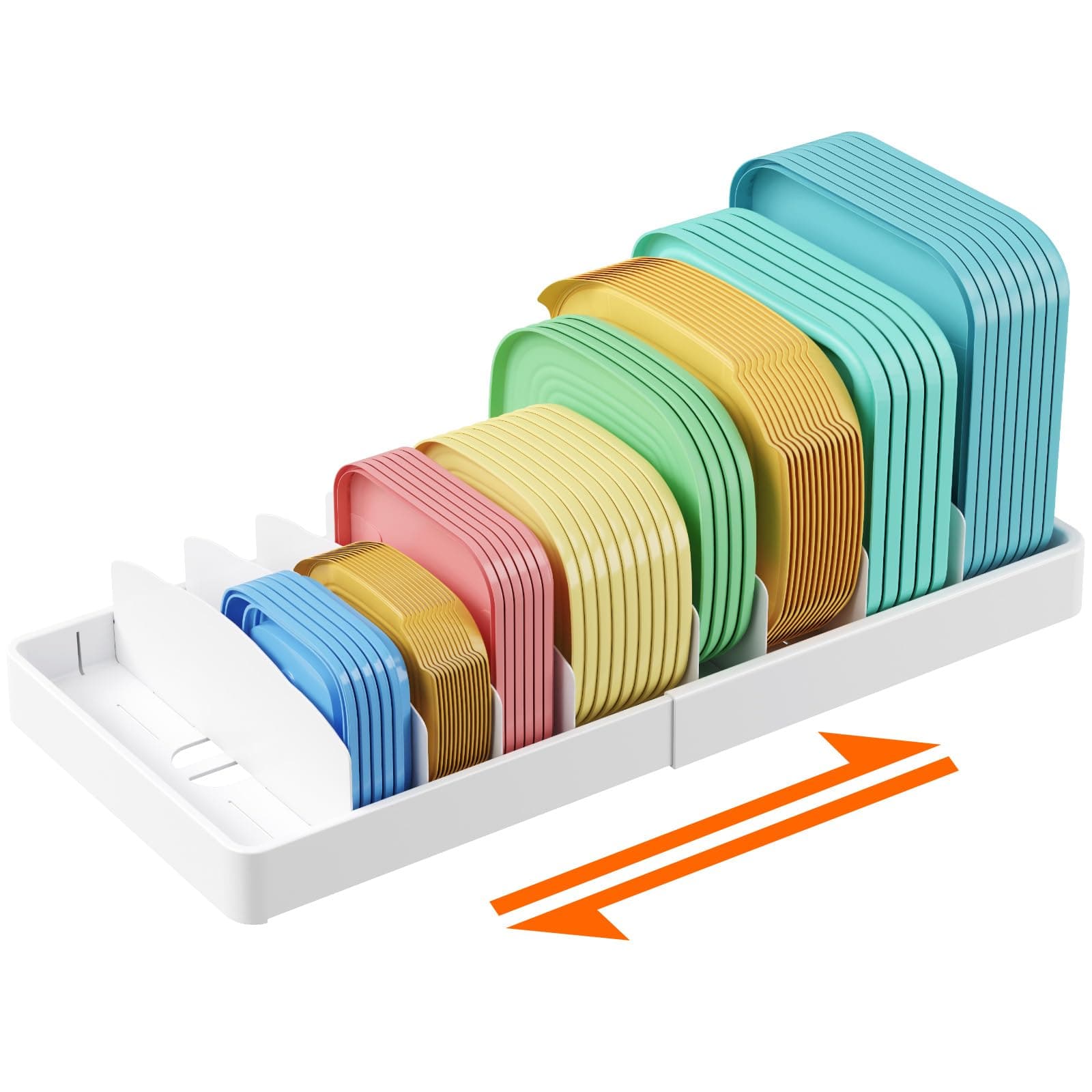 Lifewit Ausziehbare Topfdeckel Frischhaltebox Lagerung, 1 Stück Lunchbox Deckel Aufbewahrung Organizer Küche Topfdeckelhalter Schrank, 34–62 cm mit 8 Verstellbar Trennwand