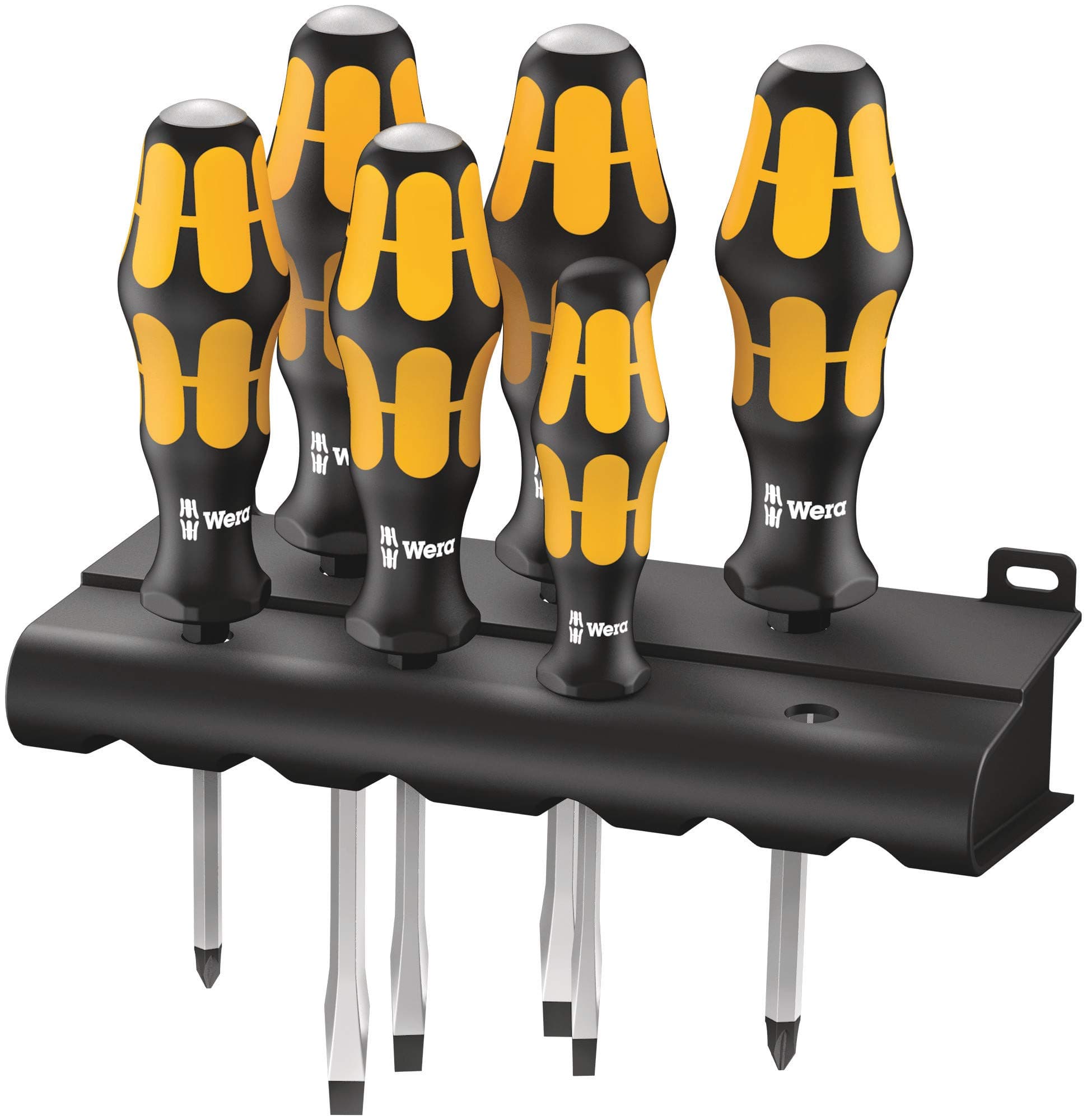 Wera Schraubendrehersatz 932/6 Kraftform Plus: Der Schraubmeißel + Rack, 6-teilig, 05018282001