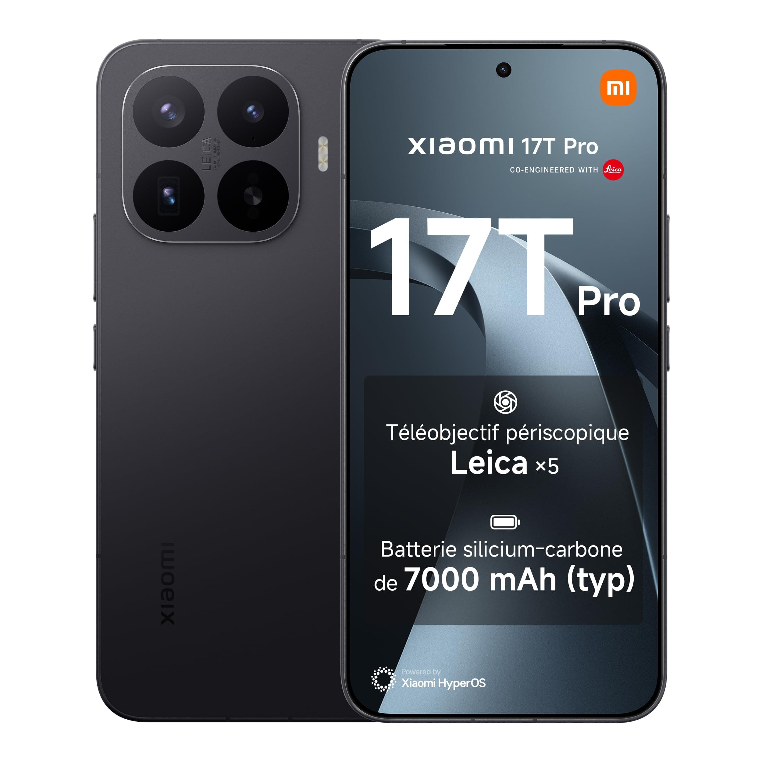 XIAOMI 17T Pro, Smartphone 12+512 Go, écran Eye-Care 6,83" 144Hz, Batterie 7000mAh, Téléobjectif Leica x5, HyperCharge 100W, Noir, 1 an de Garantie supplémentaire