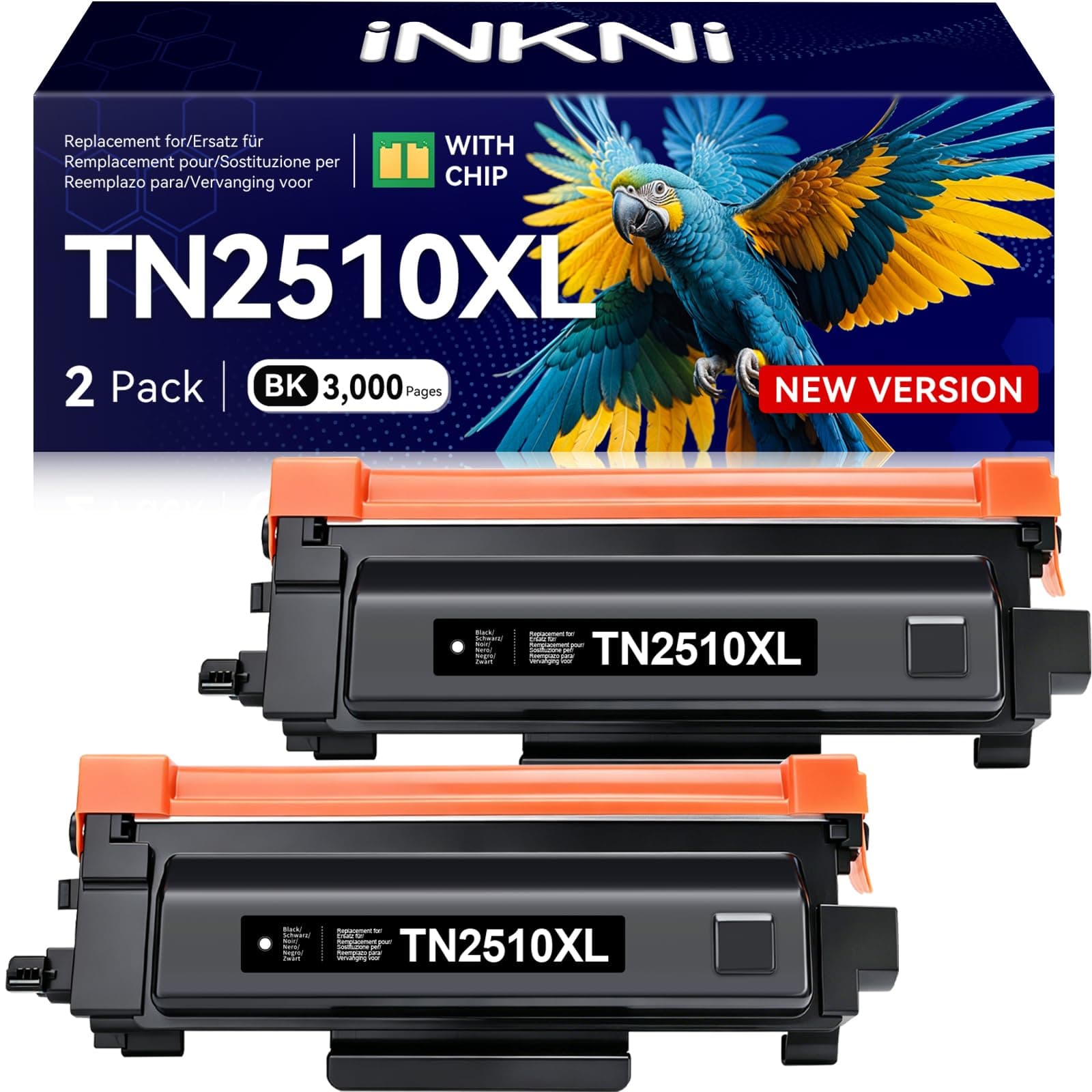 TN2510XL TN 2510XL TN-2510XL TN2510 HL-L2400DWE Toner MFC-L2800DW, 2 Negro | INKNI Compatible para Brother HL-L2400DWE Toner HL-L2400DW MFC-L2835DW MFC-L2800DW DCP-L2620DW MFC-L2860DWE DCP-L2627DW
