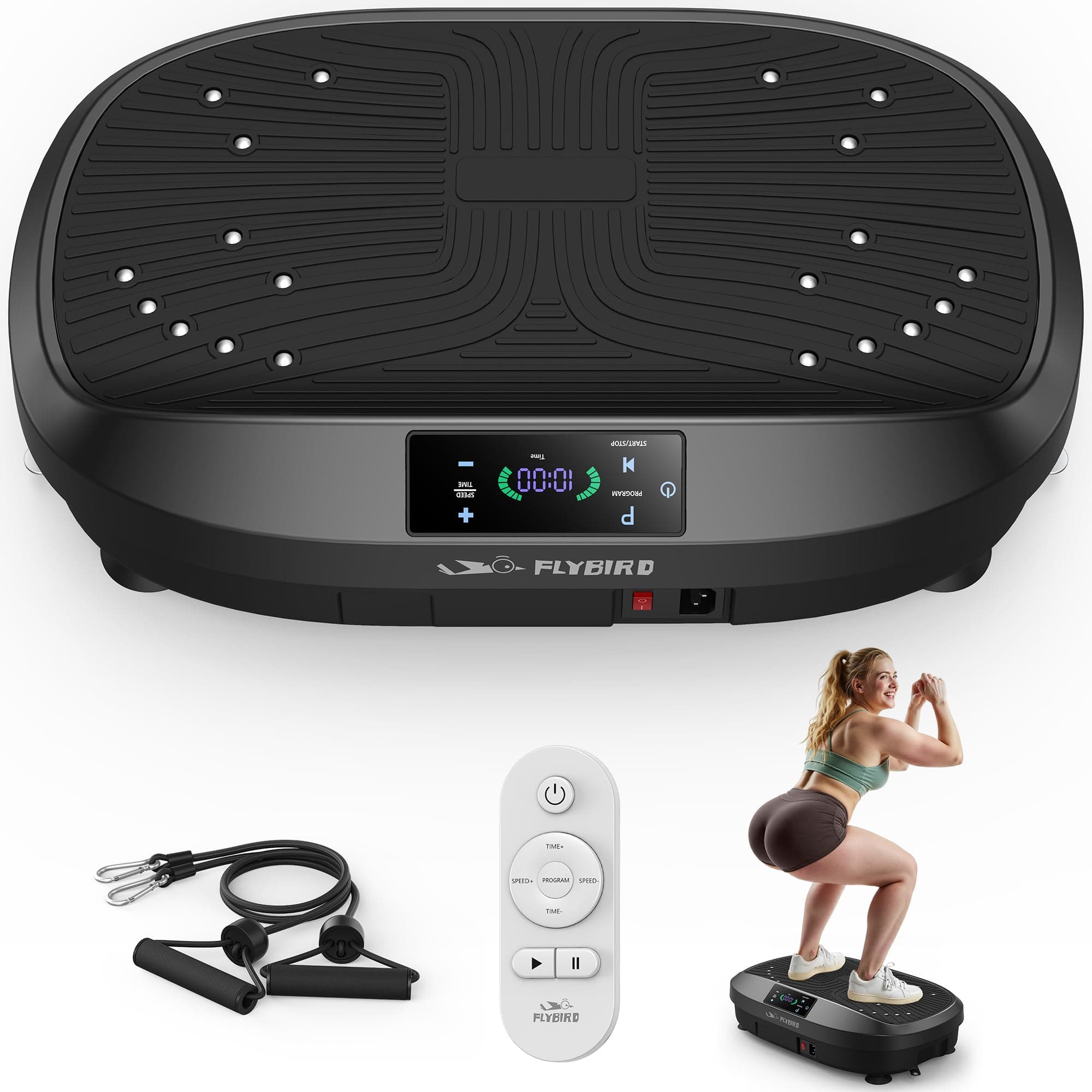 FLYBIRD Plataforma Vibratoria, Máquina de Ejercicio de Placa de vibración para Entrenamiento Corporal Completo, Ideal para Aumentar la Densidad ósea y Drenaje linfático