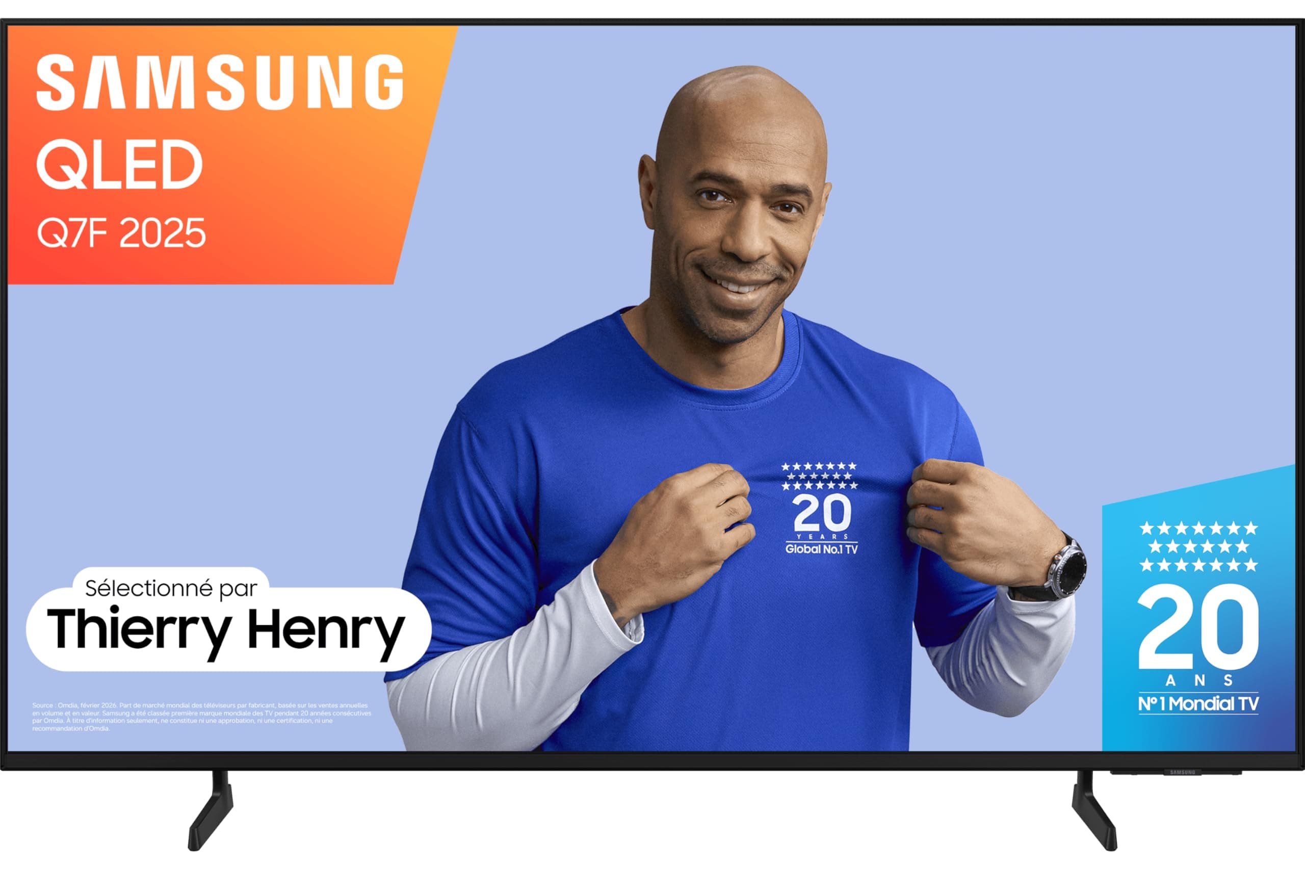 Samsung TV AI 43 Pouces QLED Q7FA 2025 4K Smart TV, Quantum Dots, Processeur Q4 AI Gen1, WiFi, Airplay, HDR, Q-Symphony, OTS Lite, Gaming Hub, Bixby, Suivez Le Sport et Les Matchs de Football en 4K