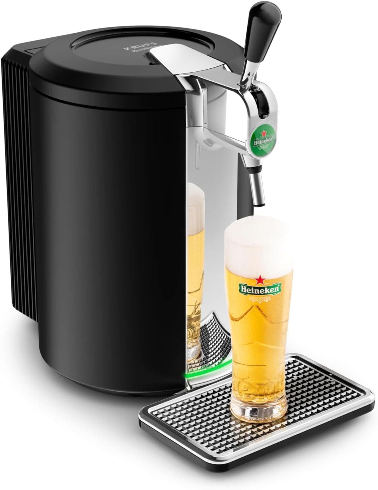 Krups Beertender Machine bière pression, Fûts de 5 L, Marques du groupe Heineken, Témoin lumineux, Température et mousse parfaites, Bière fraîche, Installation facile, Compact noire VB450E10