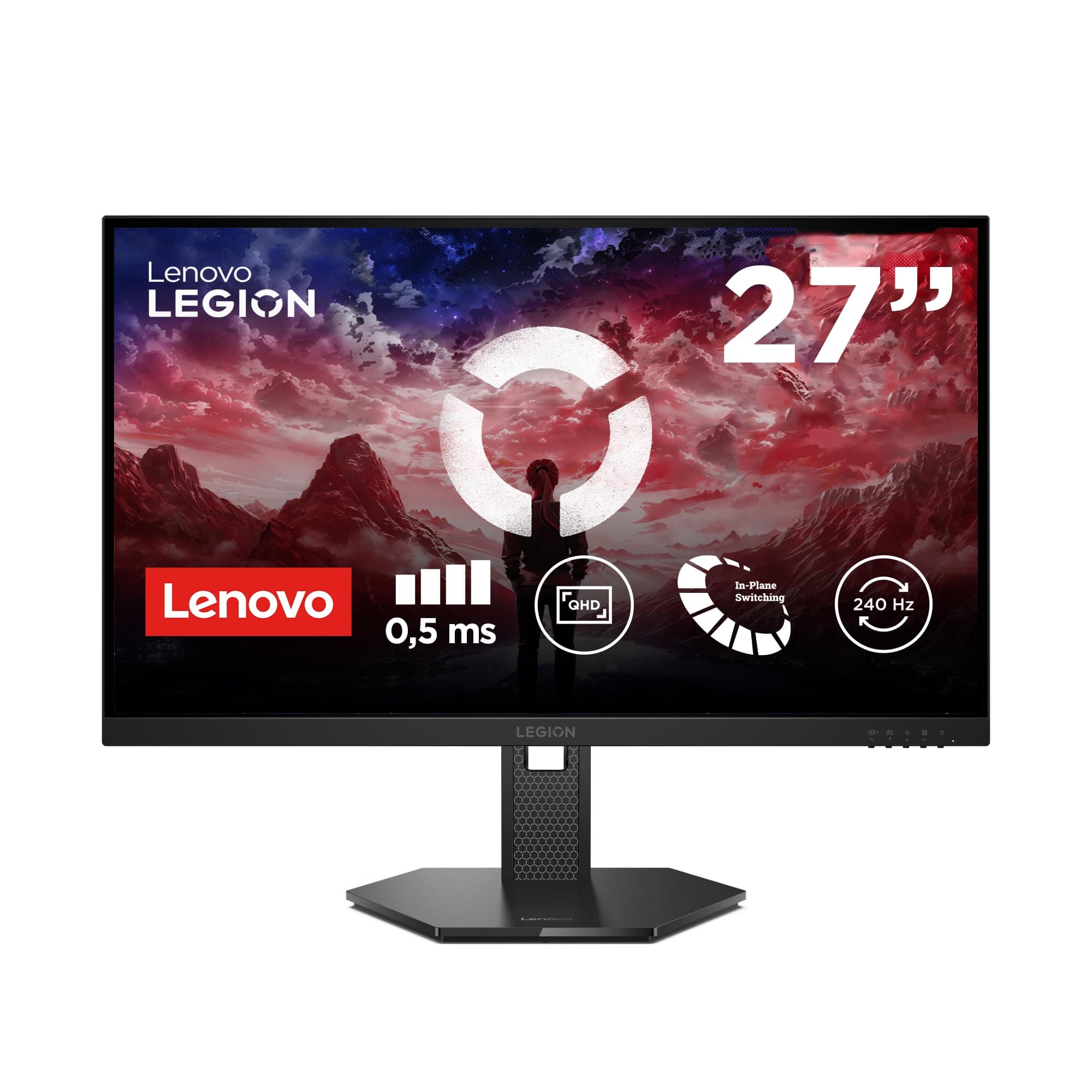 Lenovo Legion 27Q-10 - Écran Gaming de 27" QHD avec Eyesafe (IPS, 240Hz, 0.5ms, 2xHDMI+DP, AMD FreeSync Premium) - Réglage en Inclinaison - Noir