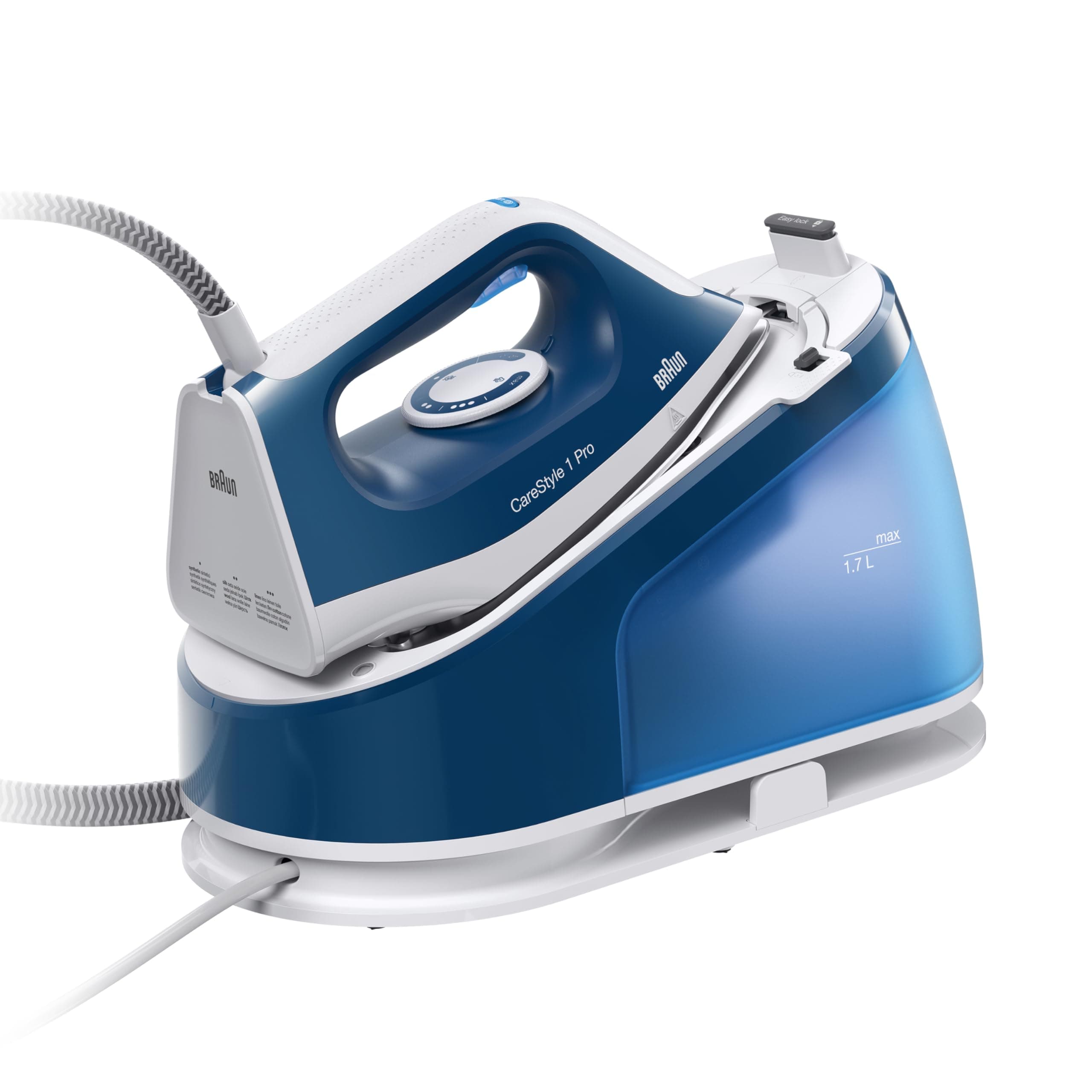 Braun Carestyle1 PRO IS1512BL, Ferro Generatore Di Vapore Con 5 Anni Di Assistenza, Carica Continua, Termostato Regolabile, Tanica 1,7L, AUTOSPEGNIMENTO, Colpo vapore 380g/min, Sistema Sicurezza, Blu