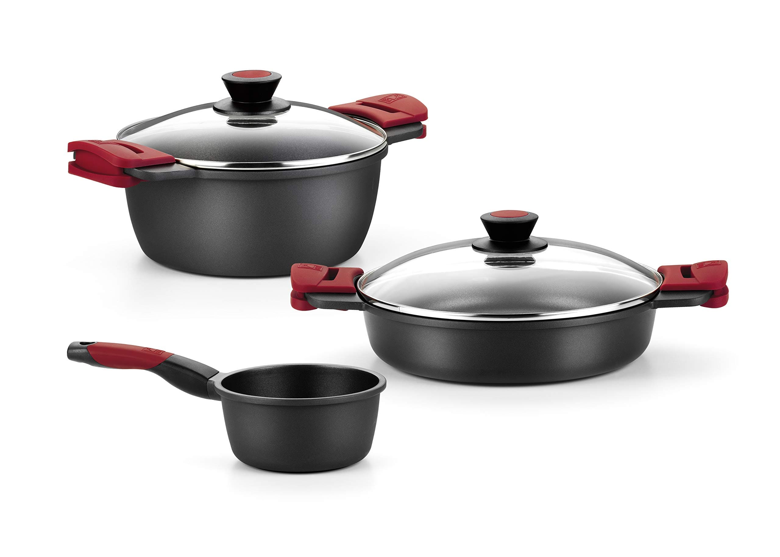 BRA Premiere Batería 5 Piezas Aluminio Fundido Antiadherente, apta para todo tipo de Cocinas e Inducción