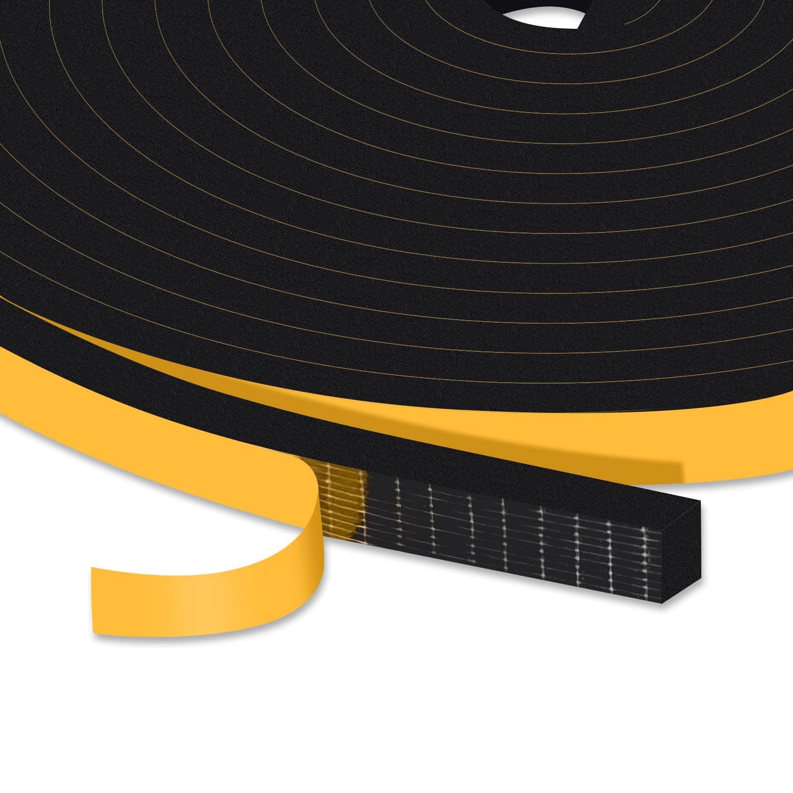 YIMIKI Joint Fenêtre Isolation, Joint Porte de Mousse Adhésive, Joint Isolation du bruit et Froid, Anti-glisse, Bande Caoutchouc Anti-froid Antichoc, 10mm (L) x 6mm (H), 2 rouleaux, total 10m