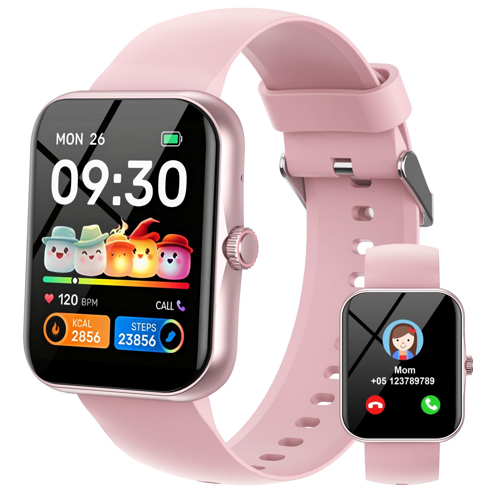 Reloj Inteligente Niño Pulsera Actividad, 1.83" HD Smartwatch para Niños Niña con 120 Modos Deportivo, IP68 Impermeable Podómetro Pulsómetro Monitor de Sueño, Smart Watch para 5 a 16 Años Regalo, Rosa
