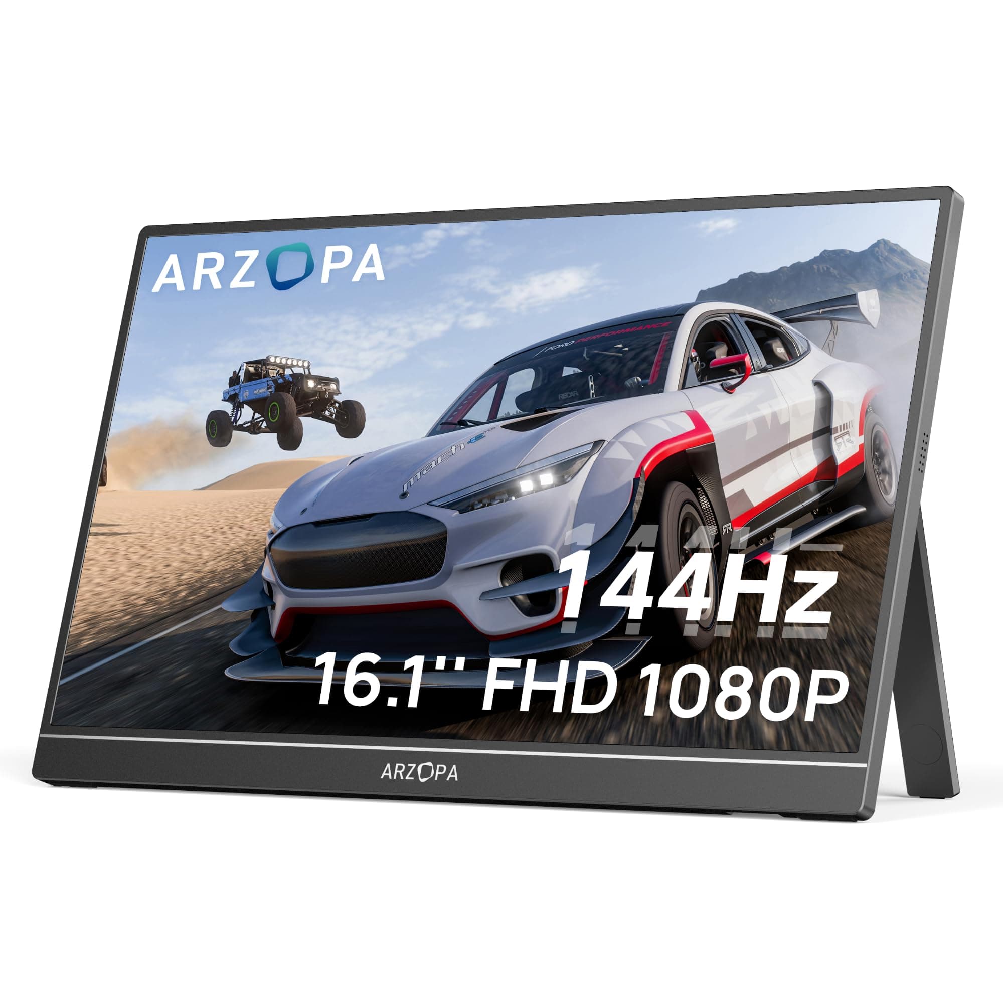 ARZOPA Monitor Portatile 16.1" 144Hz FHD 1920×1080 IPS, 106% sRGB, HDR10, Schermo Gaming Ultra Sottile 780g con Supporto Integrato, Compatibile con PC/Laptop/PS5/Xbox/Switch - Z1FC