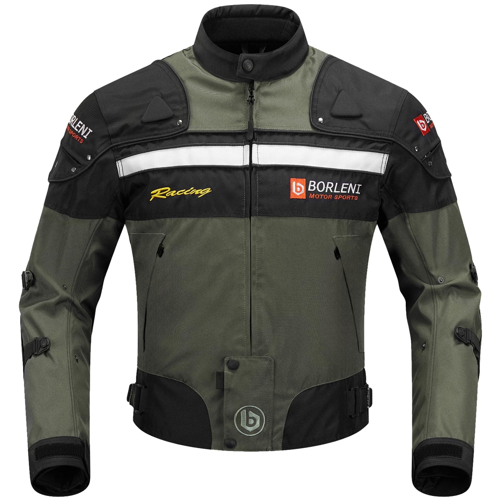 BORLENI Chaqueta de moto a prueba de viento motocicleta armadura de equipo de protección otoño invierno verano para hombre de toda estaciòn M Verde