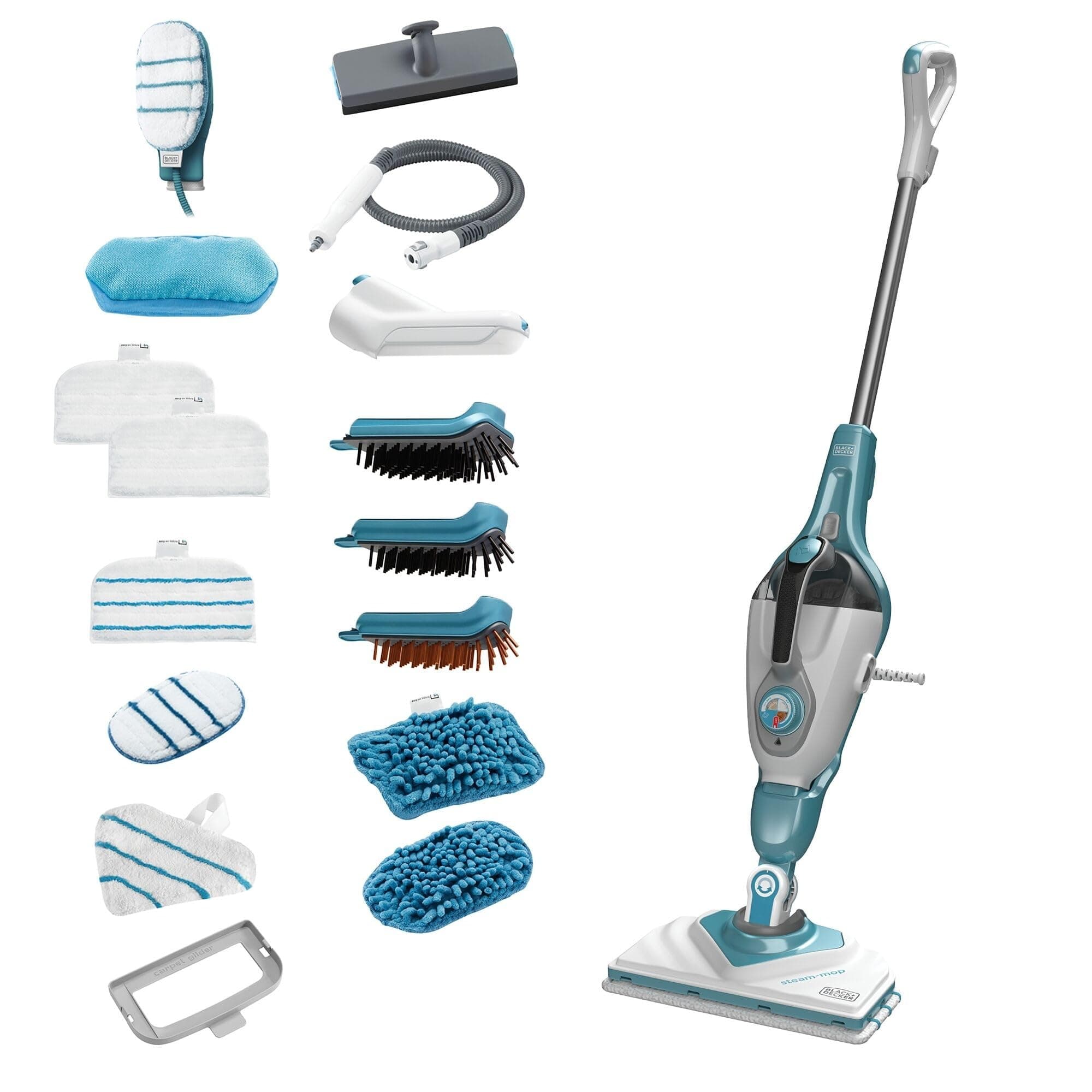 BLACK+DECKER Lavapavimenti a vapore multifunzione 2 in 1, BHSM1615DAM-QS | Pulitore portatile, guanto STEAMitt e 17 accessori inclusi