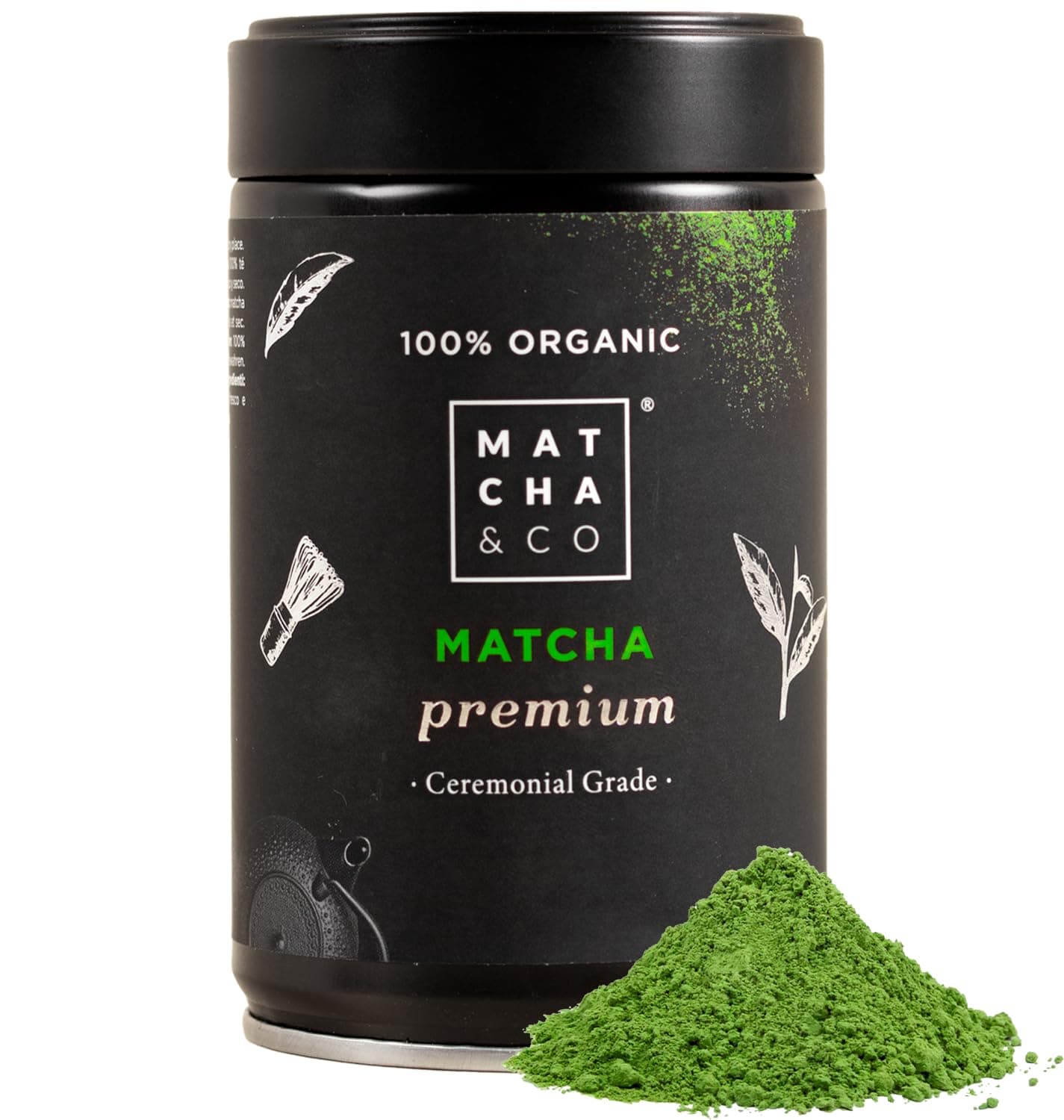 Matcha & CO Té Matcha en Polvo Premium 100% Ecológico, Orgánico y Natural 80g – Té Verde en Polvo Ceremonial de Japón