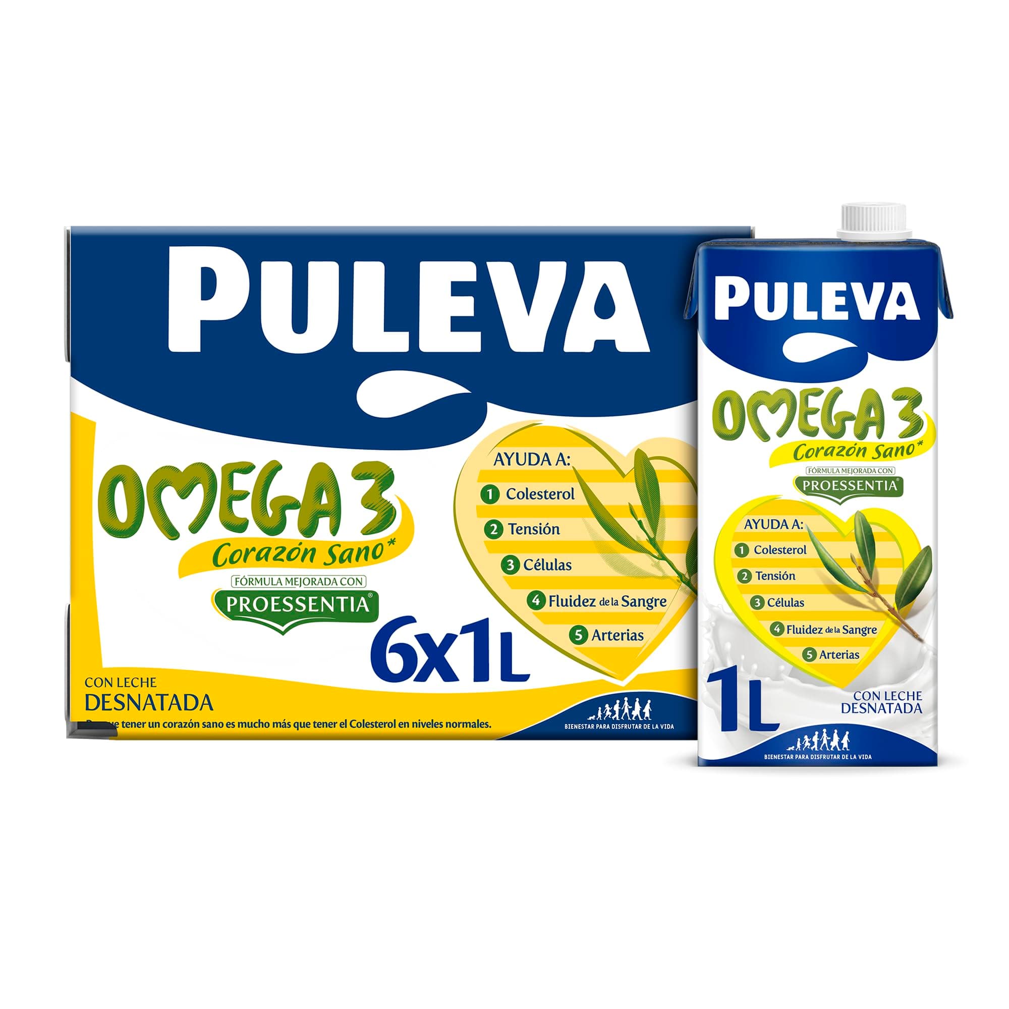 Puleva Omega 3 Original con Proessentia® brik 1L - Caja 6 litros