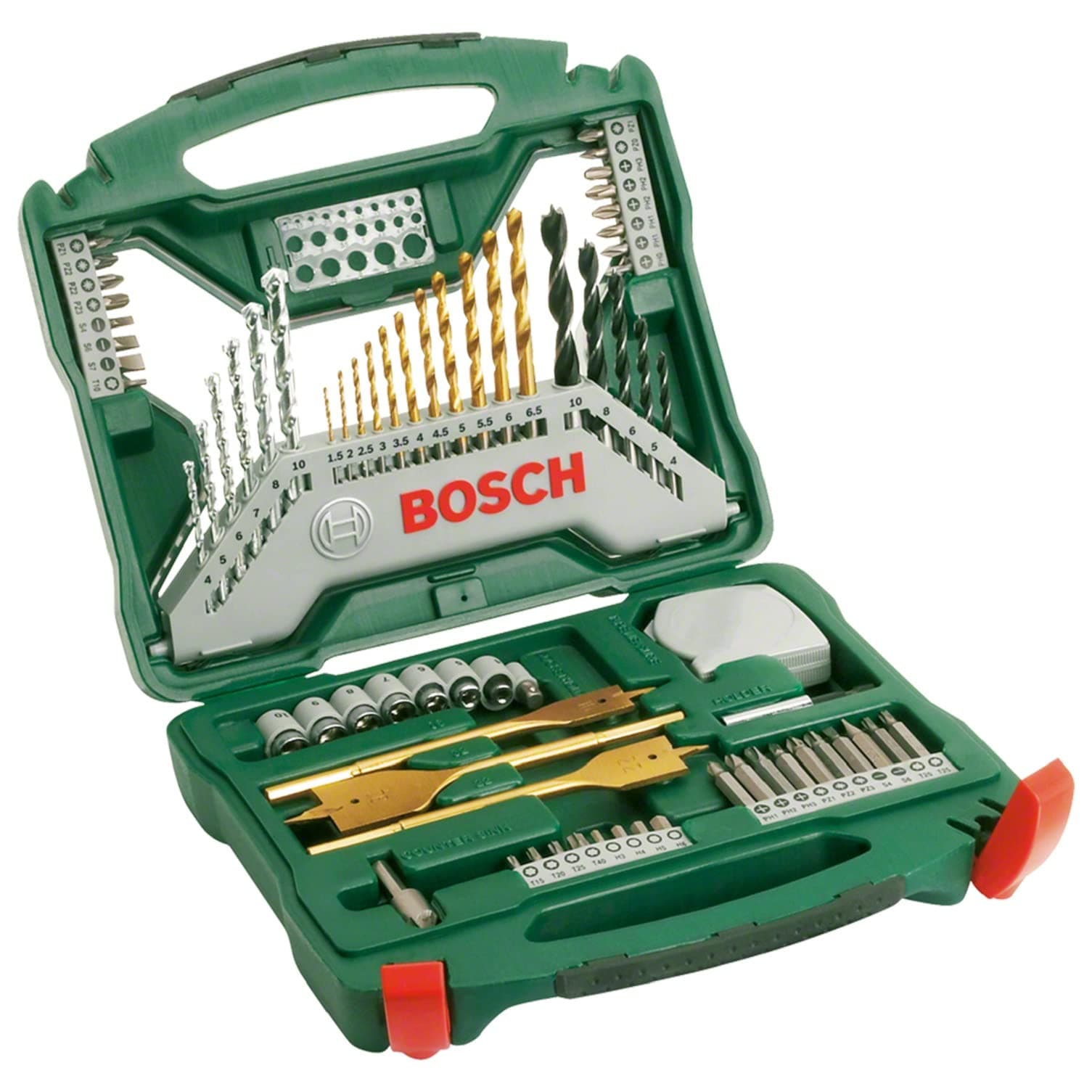 Bosch 70 pièces Ensemble de forets et de tournevis en titane X-Line (pour bois, pierre et métal, accessoires perceuses)