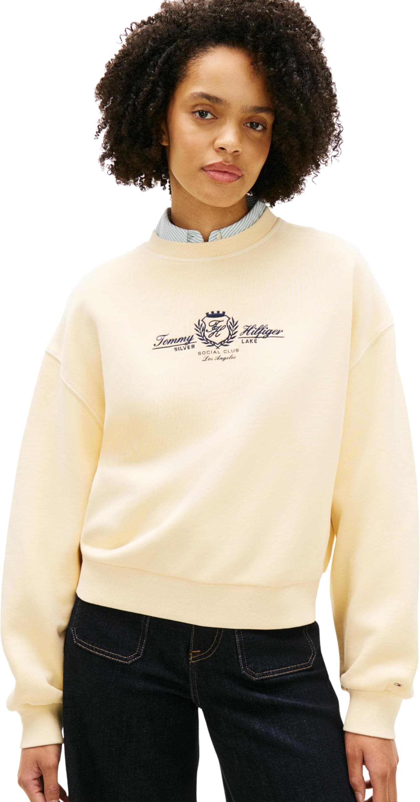 Tommy Hilfiger Varsity Crest Terry Sweatshirt Ww0ww48733 Sudadera sin Botones Mujer (Pack de 1)