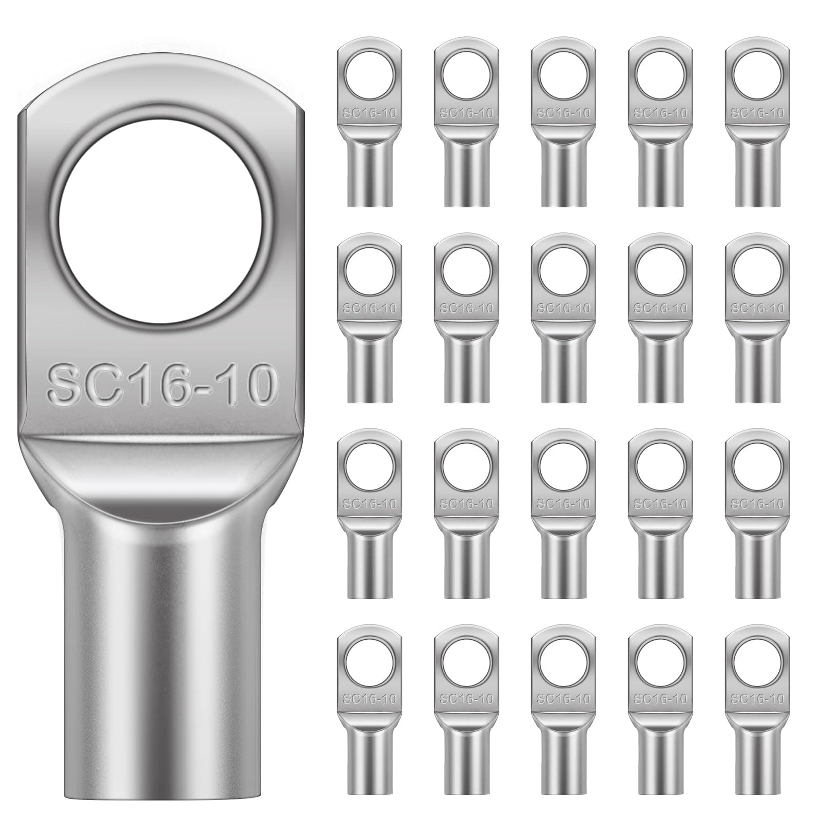 Flintronic Capicorda Terminali da Crimpare, 20 Pezzi Terminali Connettori Kit, SC16-10 Capicorda Cavo, Capicorda Elettrici ad Anello di Rame, per Cavo Elettrico, Cavi Fil