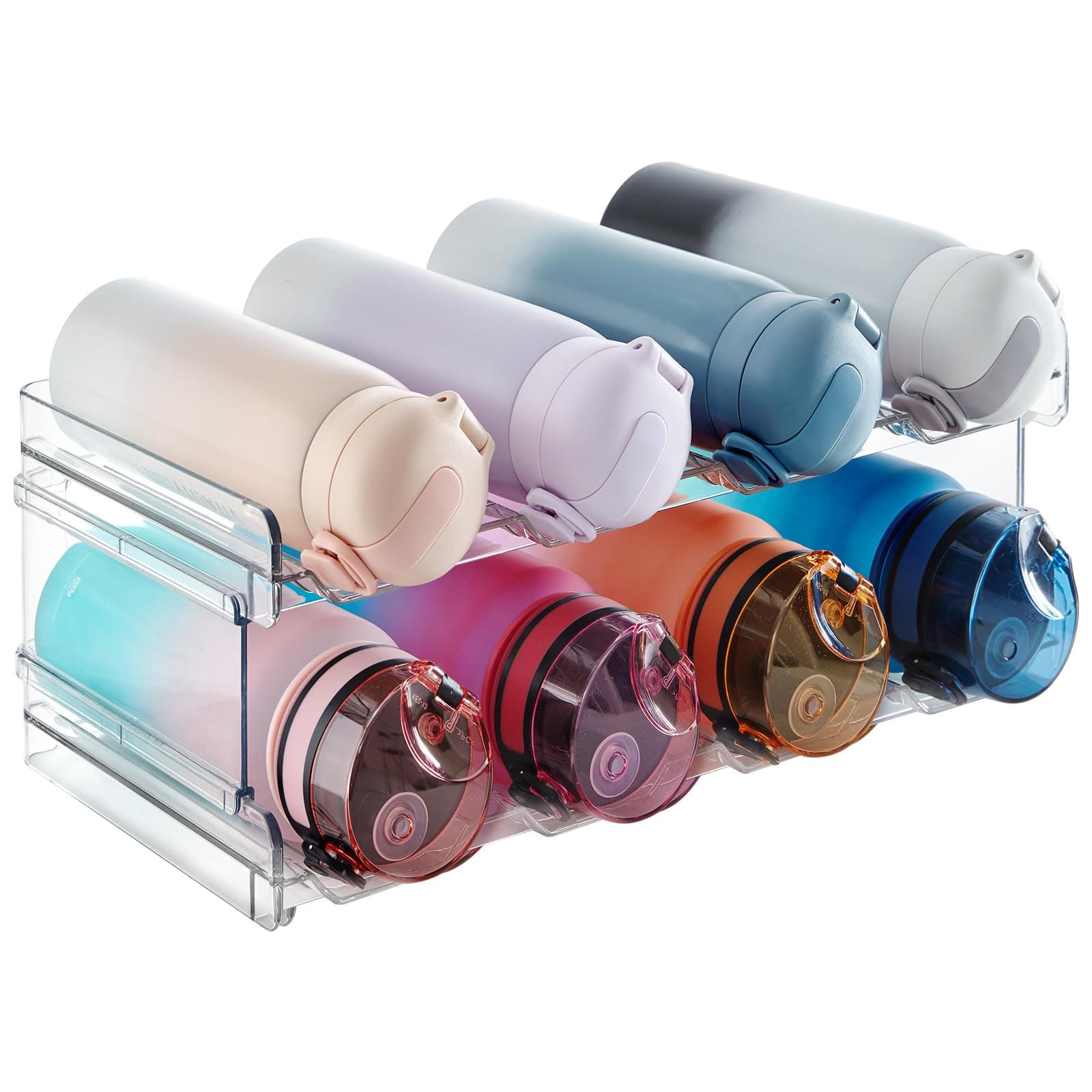 Lifewit Stapelbar Flaschenhalter für 8 Flaschen, Kunststoff Flaschen Organizer für Schrank Gefrierschrank Vorratskammer Kühlschrank Küchenarbeitsplatte, Flaschenregal Weinregal 41 x 14 cm/15×6"