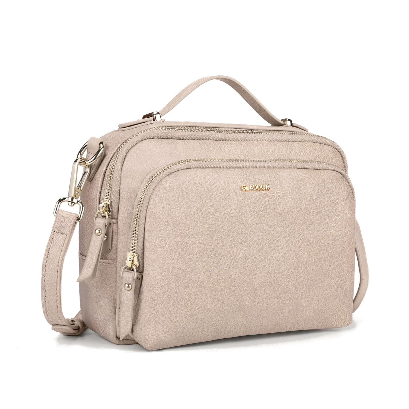 Gladdon Piccola Borsa a Tracolla Donna, Crossbody Bag con 3 Scomparti Capienti, Borsa Mano PU Pelle Sintetica, Borsetta Moda Borse Spalla con Tracolla Regolabile e Rimovibile…Taupe