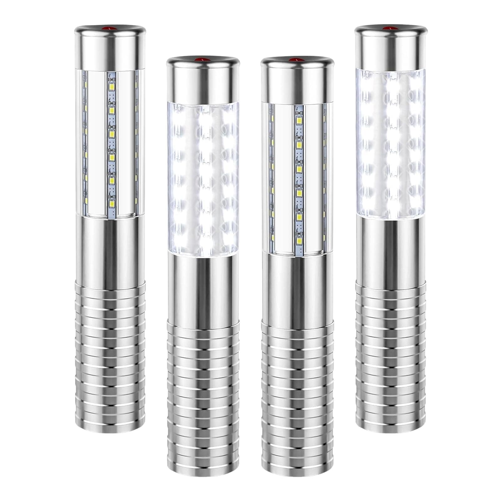 4Pcs Baton Lumineux LED Lampe Stroboscopique pour Service de Bouteille, Lumière Rechargeable, Lumière de Main, Lampe lumineuse LED Fluorescente pour Discothèque, Karaoké, Mariage, Fête (Argent)