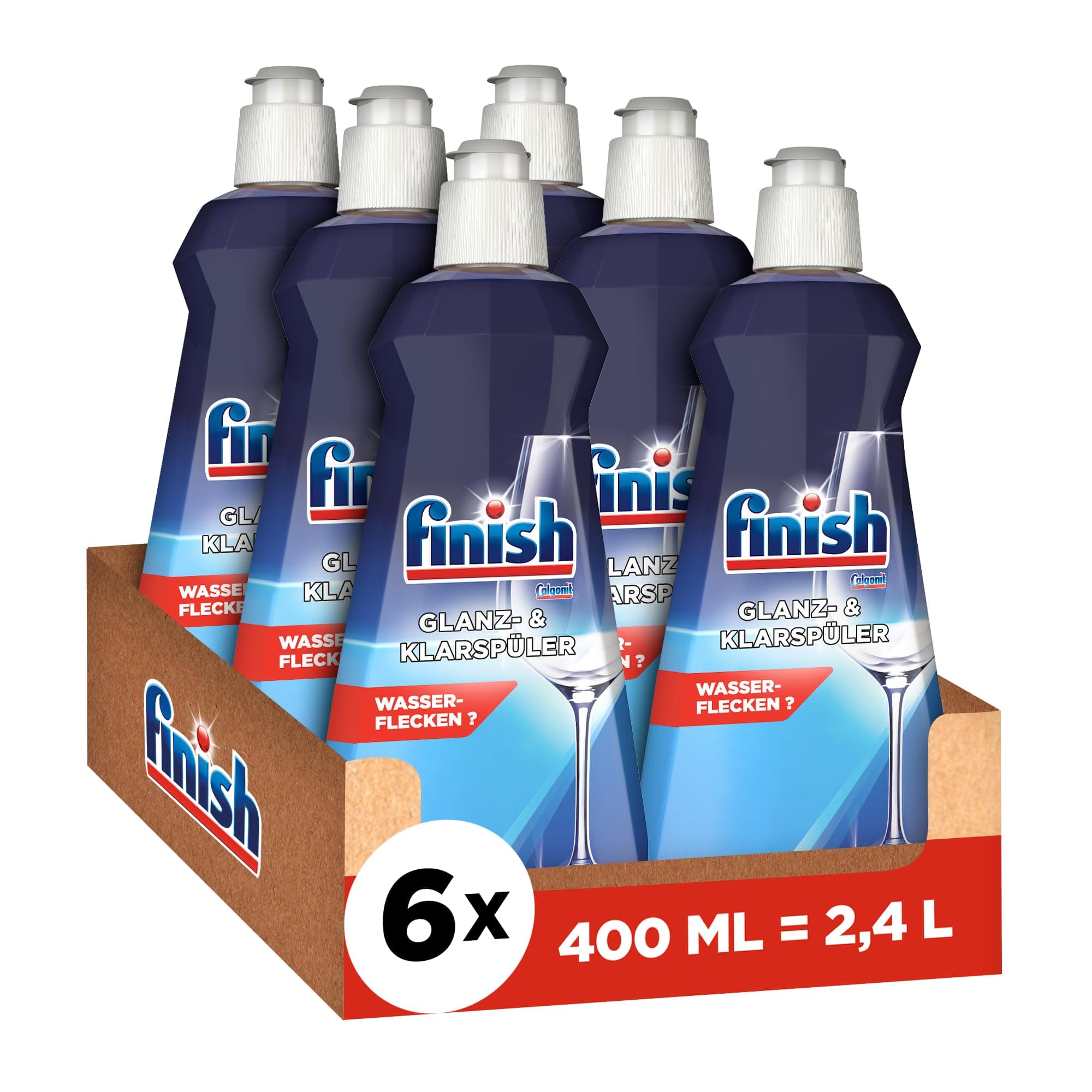 Finish Glanz- und Klarspüler – Für strahlendes und trockeneres Geschirr ohne Wasserflecken – Megapack mit 6 x 400 ml