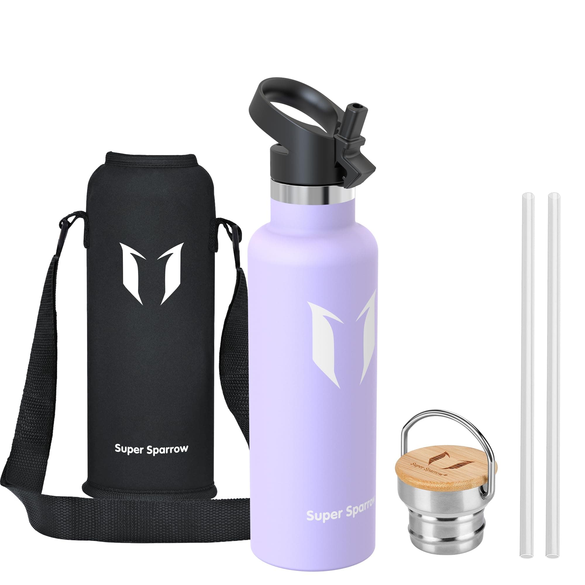 Super Sparrow Borraccia Termica - Bottiglia Termica Senza Perdite - 350ml/500ml/620ml/750ml/1L - Senza BPA Borracce Bambini - Per Scuola, Sport, Campeggio, Palestra, Ciclismo - Con 2 Tappi