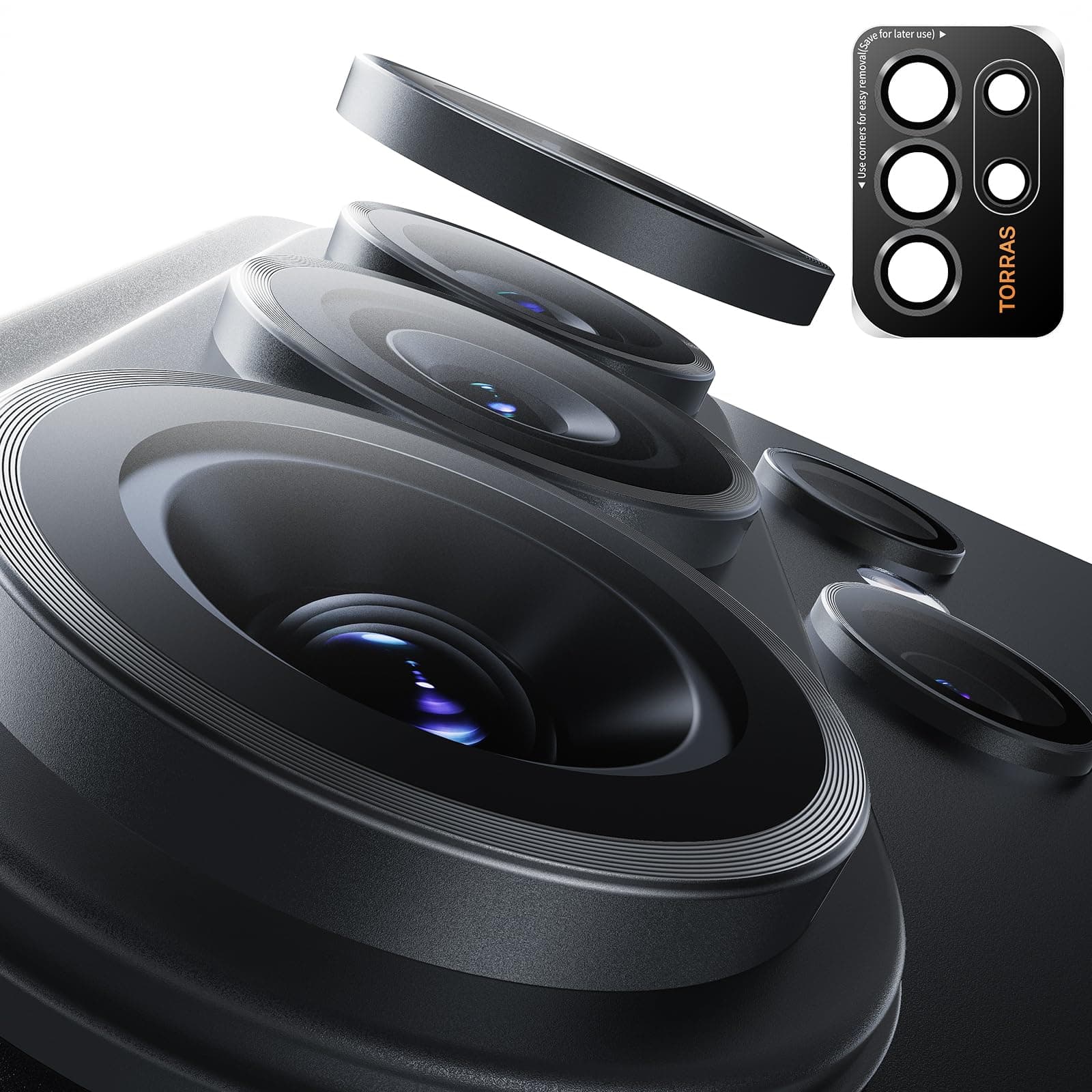 TORRAS für Samsung Galaxy S26 Ultra Kameraschutz [Nr.1 Militärtaugliche Bruchsicherheit] Kratzfest & HD-Klare Kamera schutz für Samsung S26 Ultra,9H+ Härte & Einfache Montage,Black